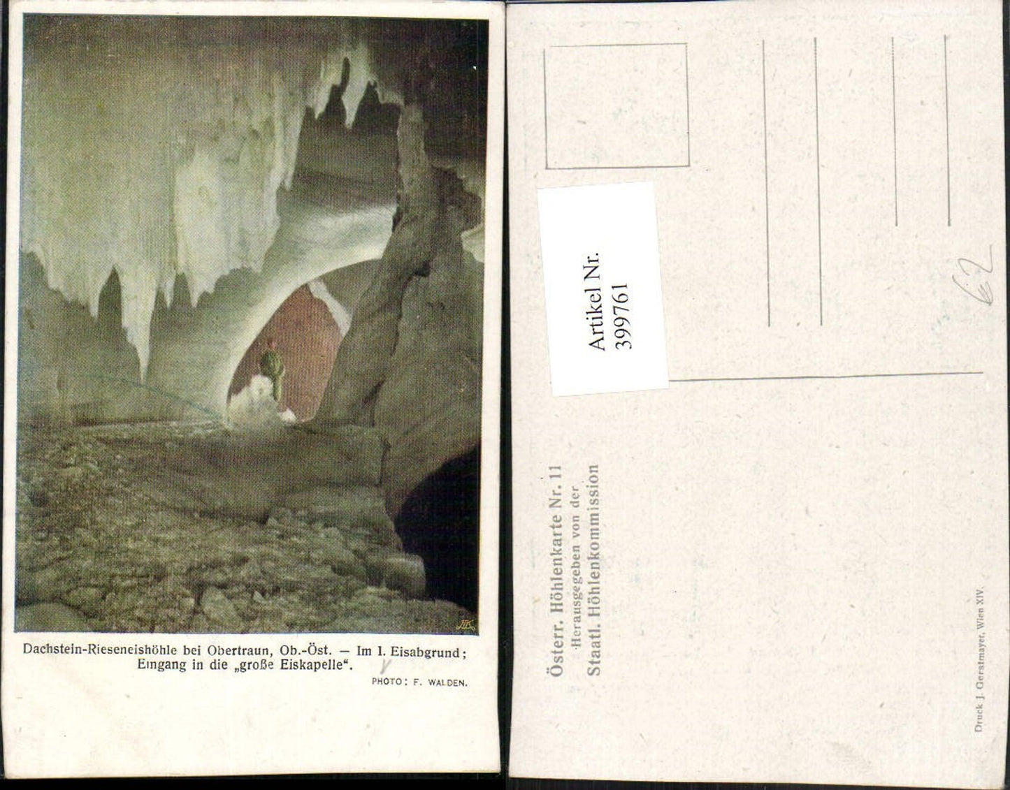 399761,Dachstein-Rieseneishöhle b. Obertraun Eisabgrund Eingang in die große Eiskapelle