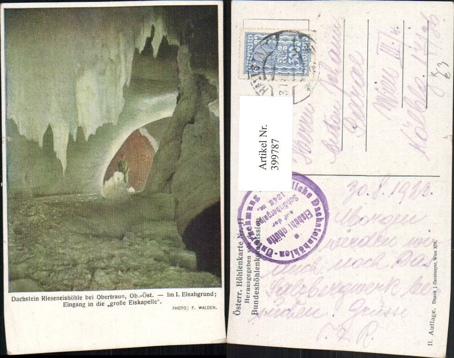 399787,Dachstein-Rieseneishöhle b. Obertraun Eisabgrund Eingang in die große Eiskapelle