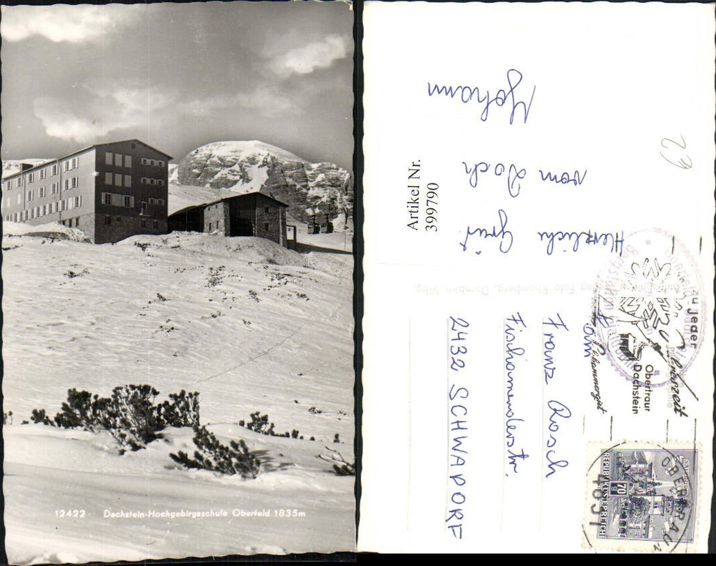 399790,Dachstein Hochgebirgsschule Schule Oberfeld b. Obertraun Seilbahn Winterbild