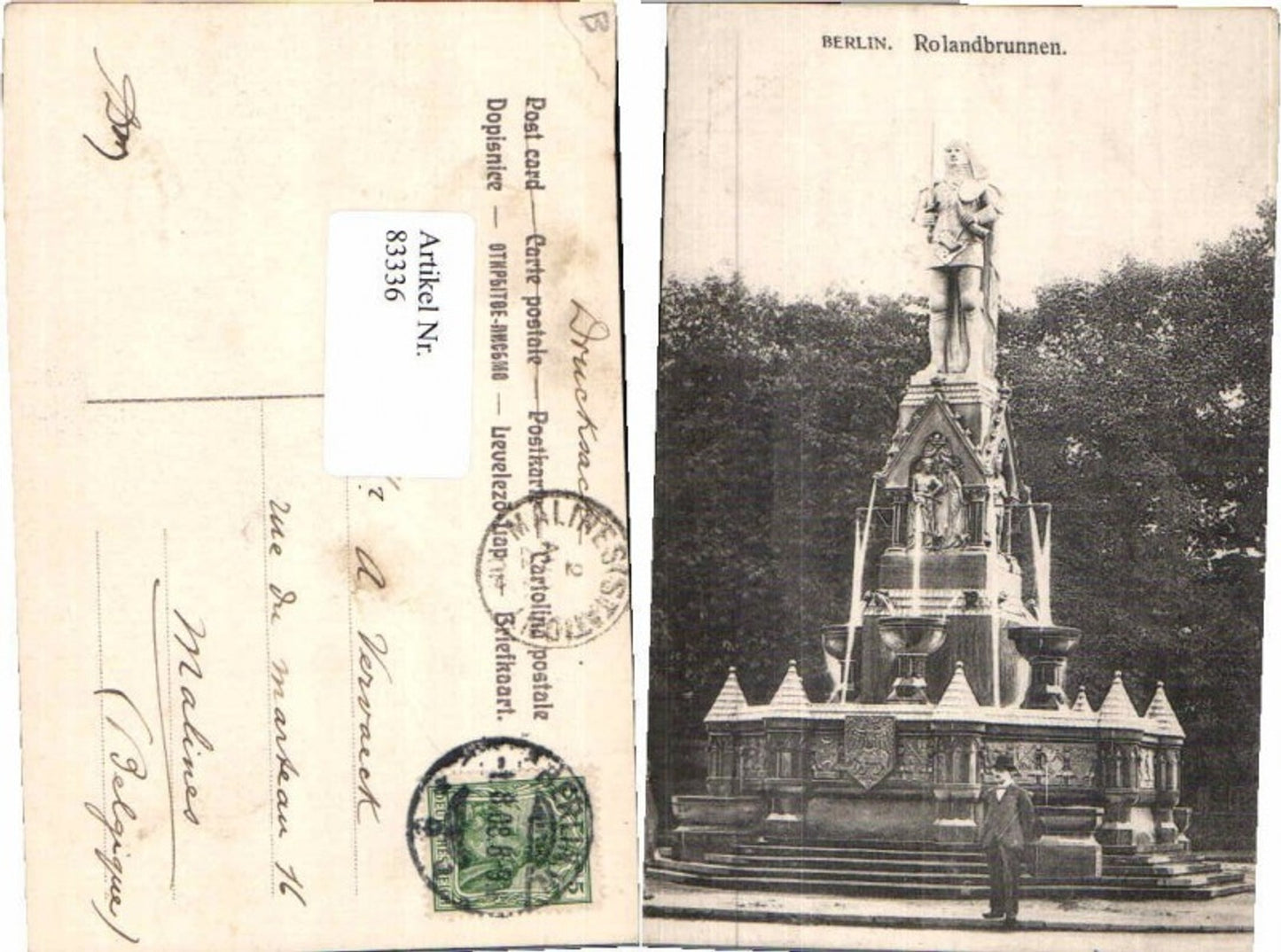 83336,Berlin Tiergarten Rolandbrunnen Brunnen Mann