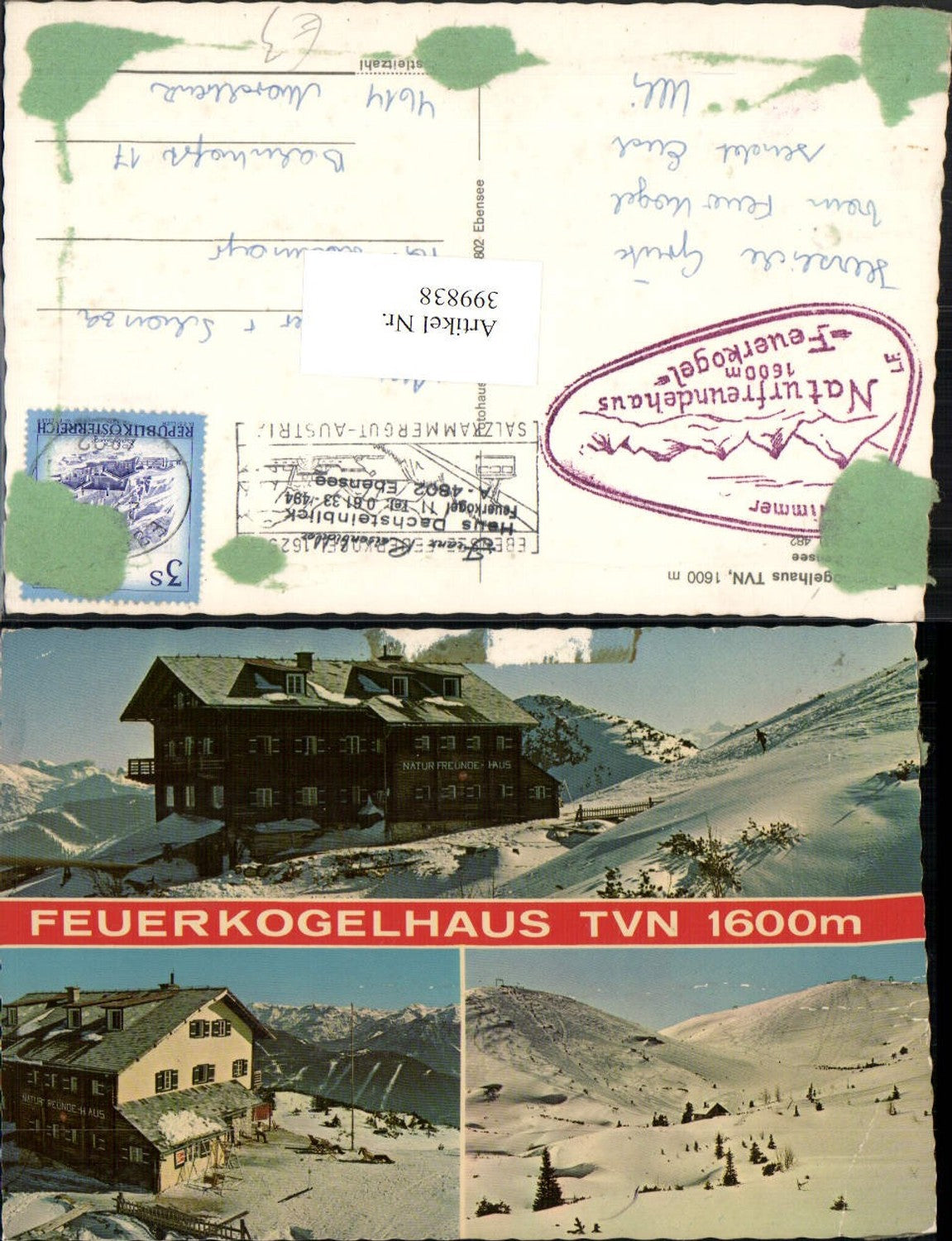 399838,Feuerkogelhaus Berghütte b. Ebensee Winterbilder Mehrbildkarte