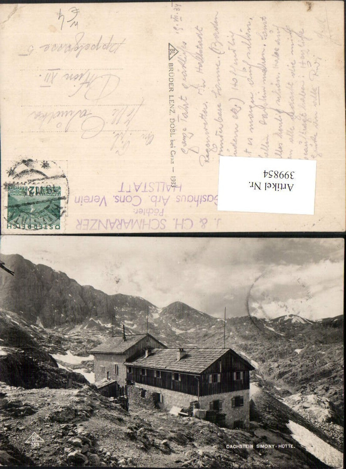 399854,Dachstein Simony-Hütte Berghütte b. Hallstatt Bergkulisse