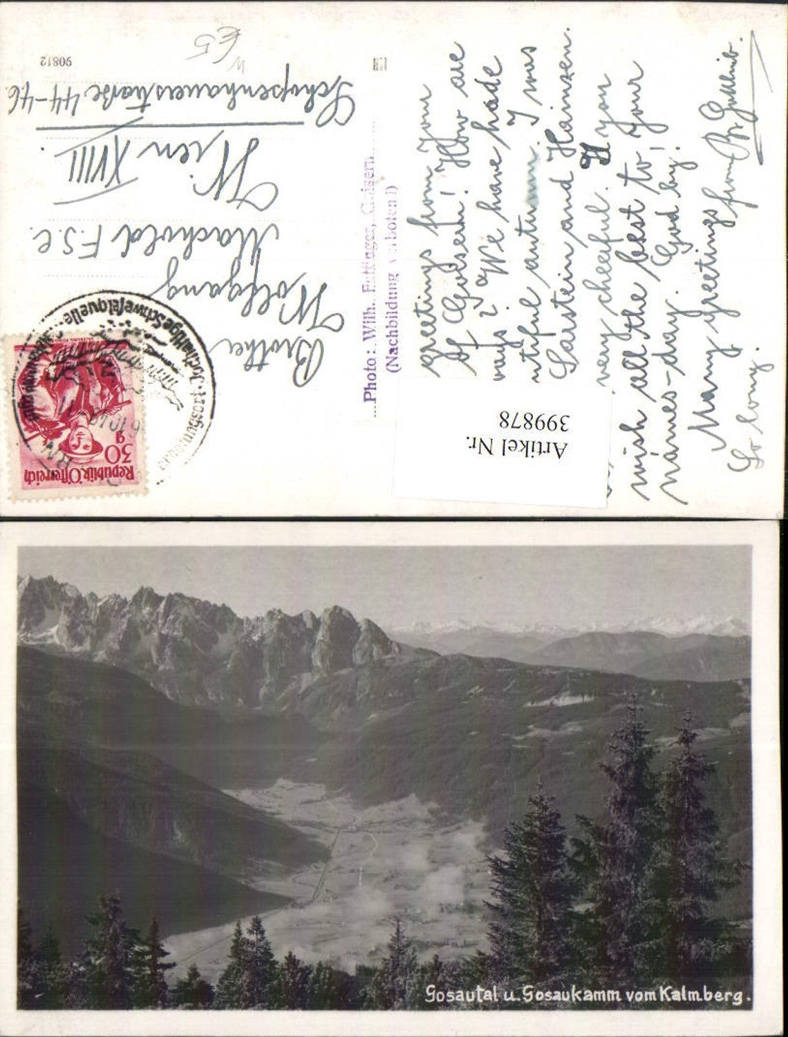 399878,Gosautal u. Gosaukamm vom Kalmberg b. Bad Goisern Bergkulisse