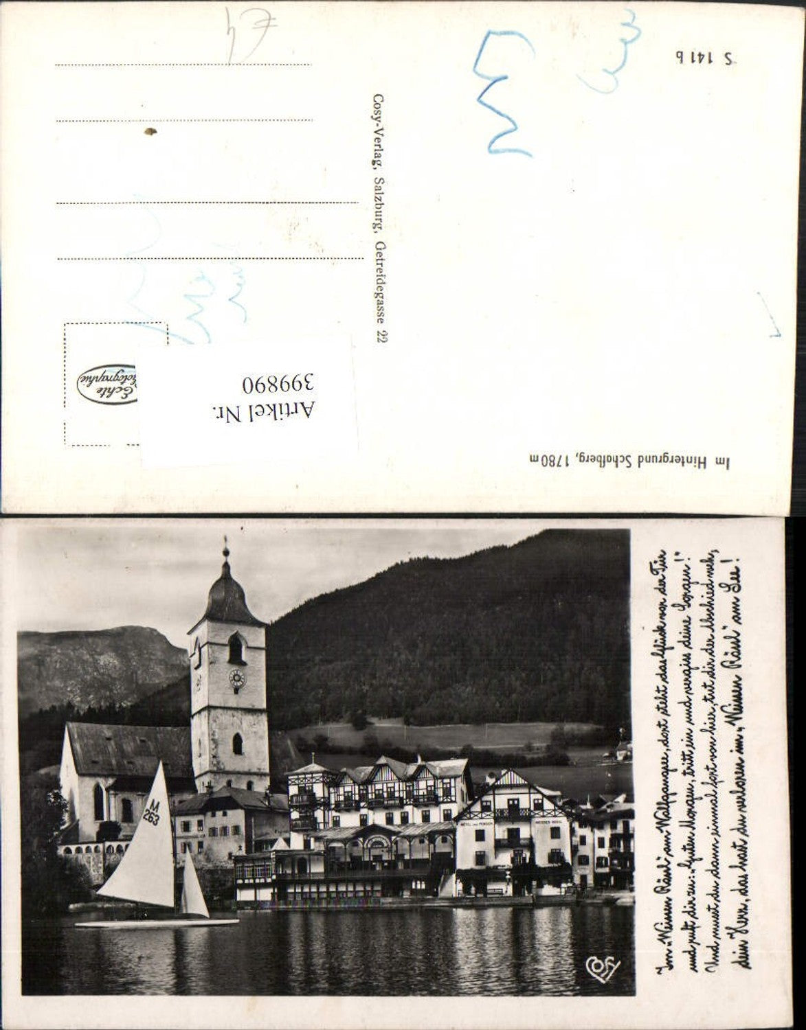 399890,St. Wolfgang Teilansicht Kirche Weisses Rössl Segelboot pub Cosy