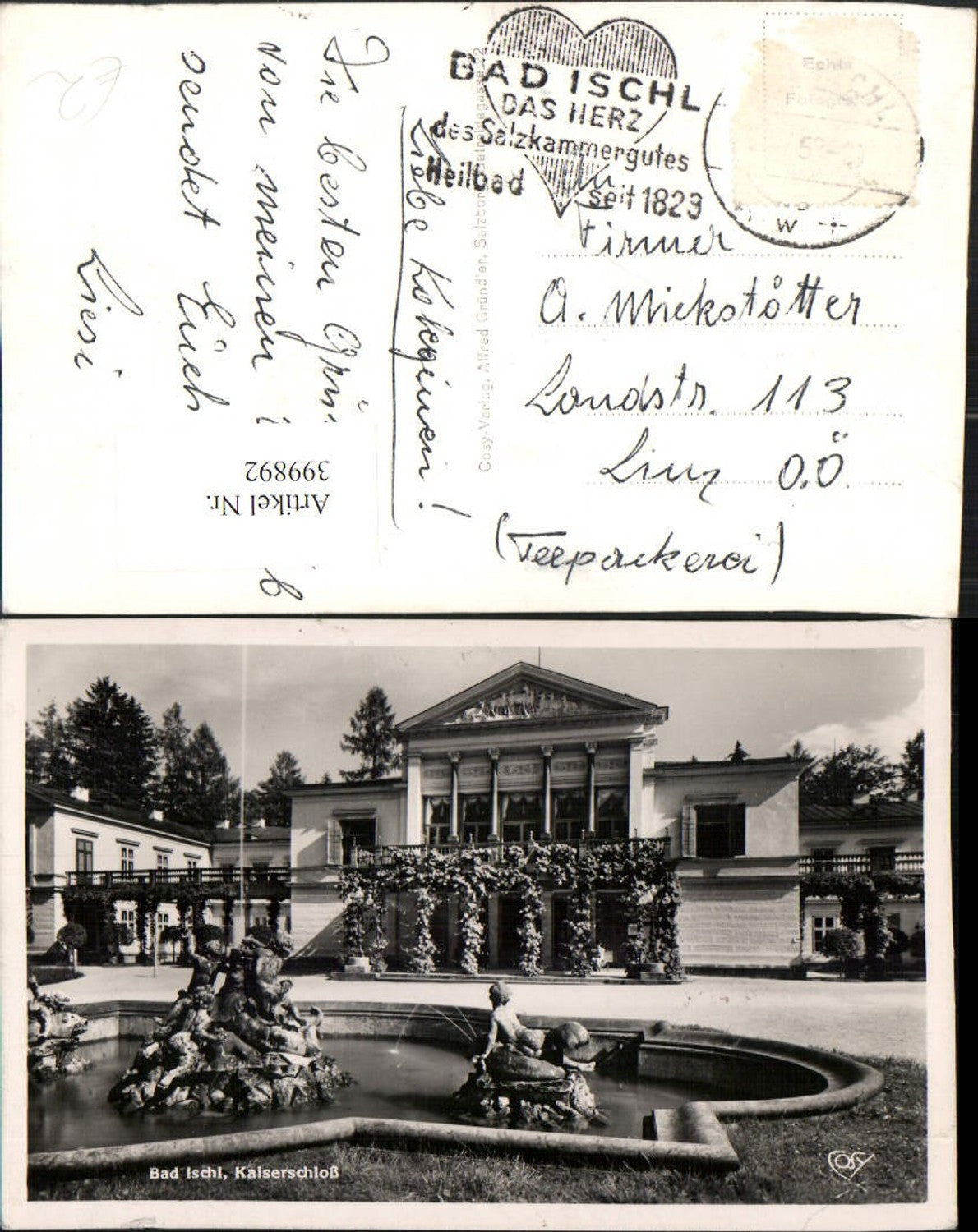 399892,Bad Ischl Kaiserschloss Villa Brunnen pub Cosy