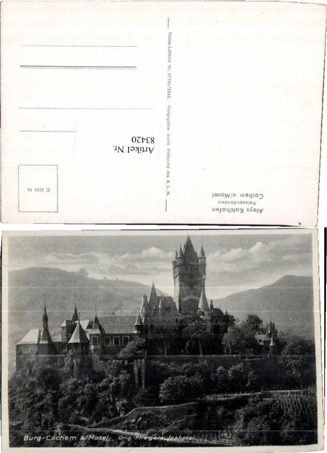 83420,Fliegeraufnahme Cochem a.d. Mosel