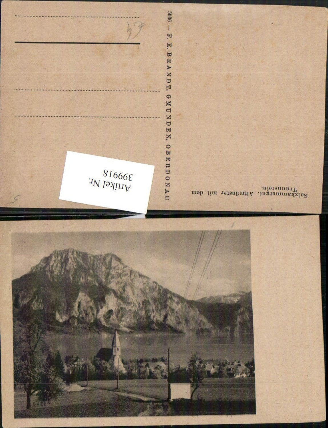 399918,Altmünster Teilansicht Kirche m. Traunstein pub F. E. Brandt 5036