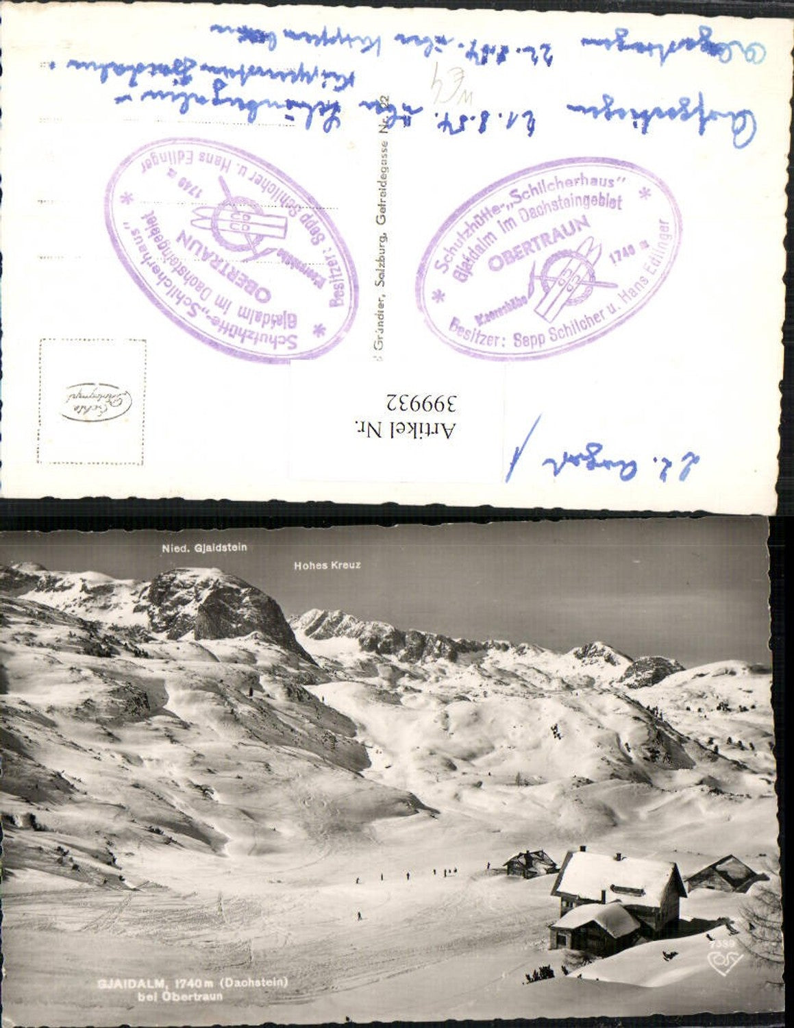 399932,Gjaidalm b. Obertraun Bergkulisse Winterbild pub Cosy 7339