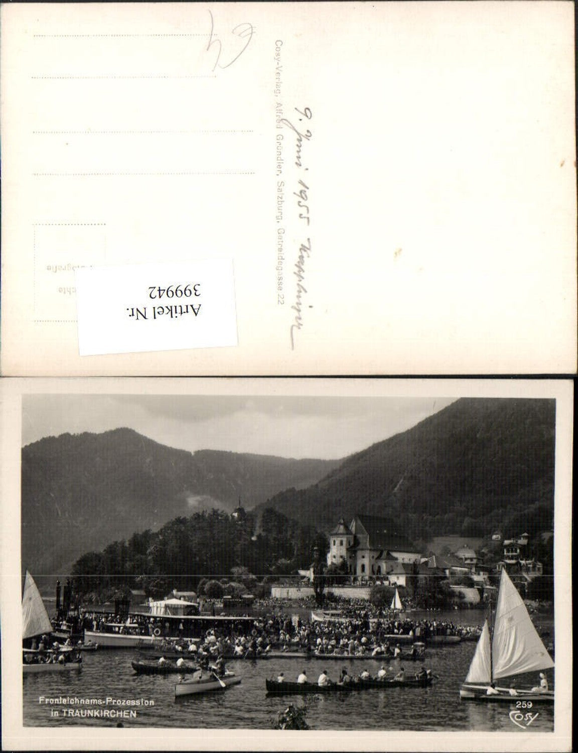 399942,Traunkirchen Teilansicht Fronleichnams-Prozession Boote pub Cosy 259