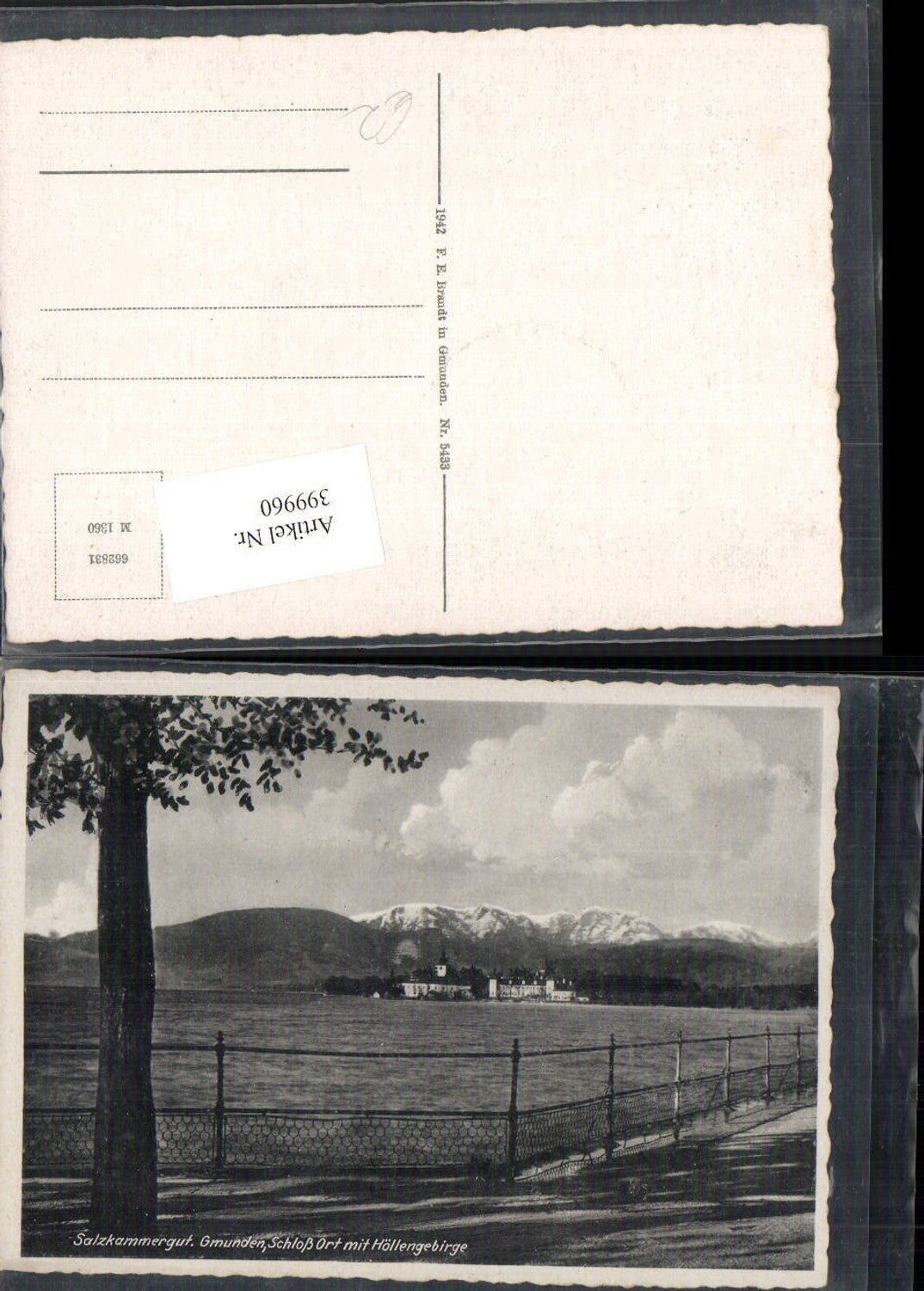 399960,Gmunden Schloss Ort Orth m. Höllengebirge Bergkulisse pub F. E. Brandt 5433