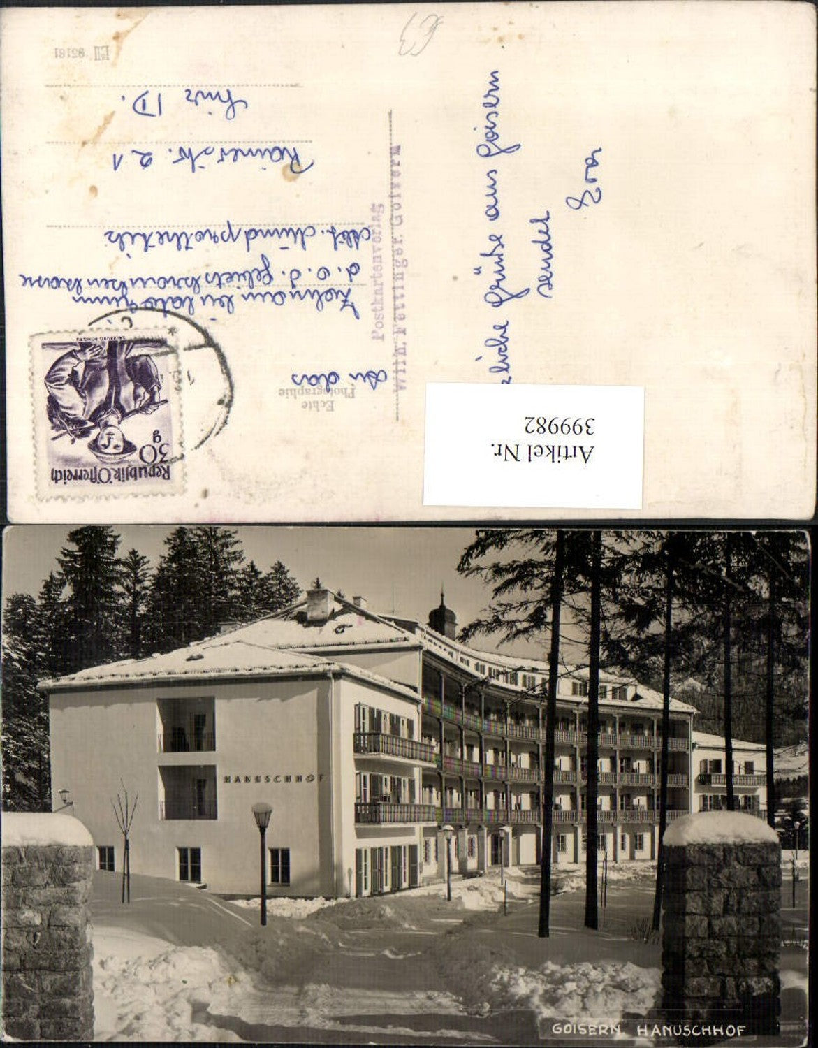 399982,Bad Goisern Hanuschhof Gebäude Winterbild