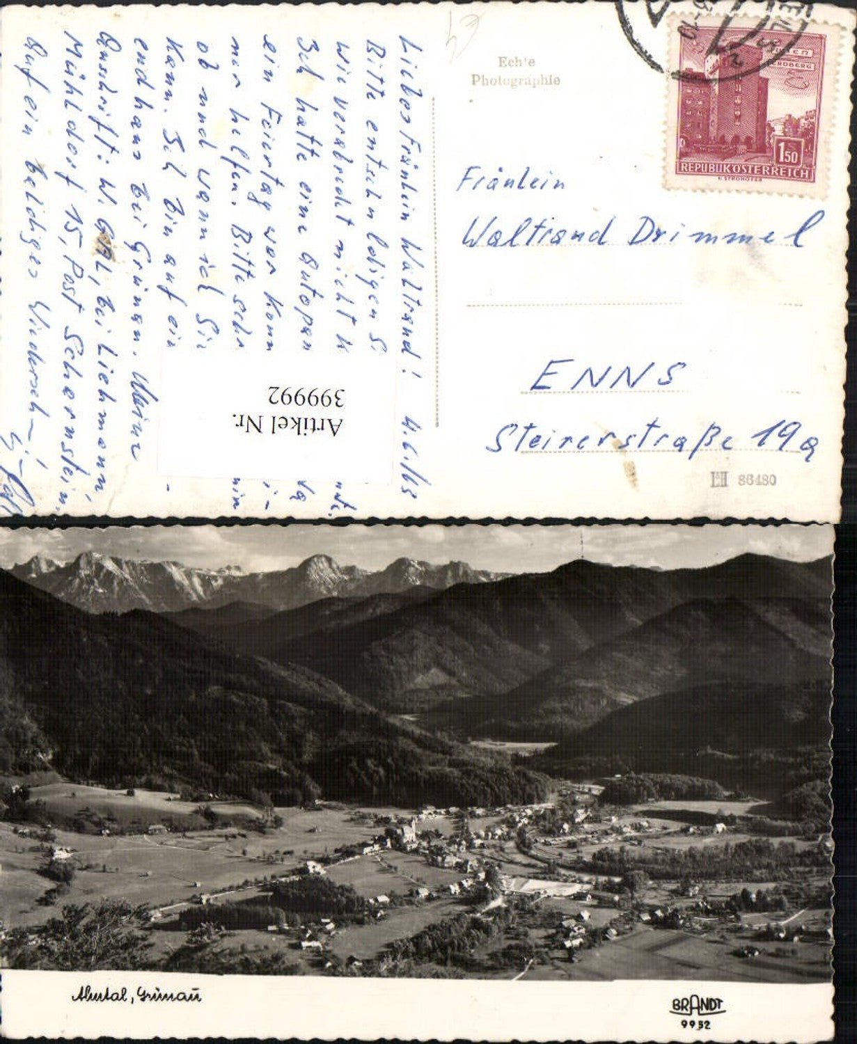 399992,Grünau im Almtal Totale Bergkulisse pub Brandt 9952