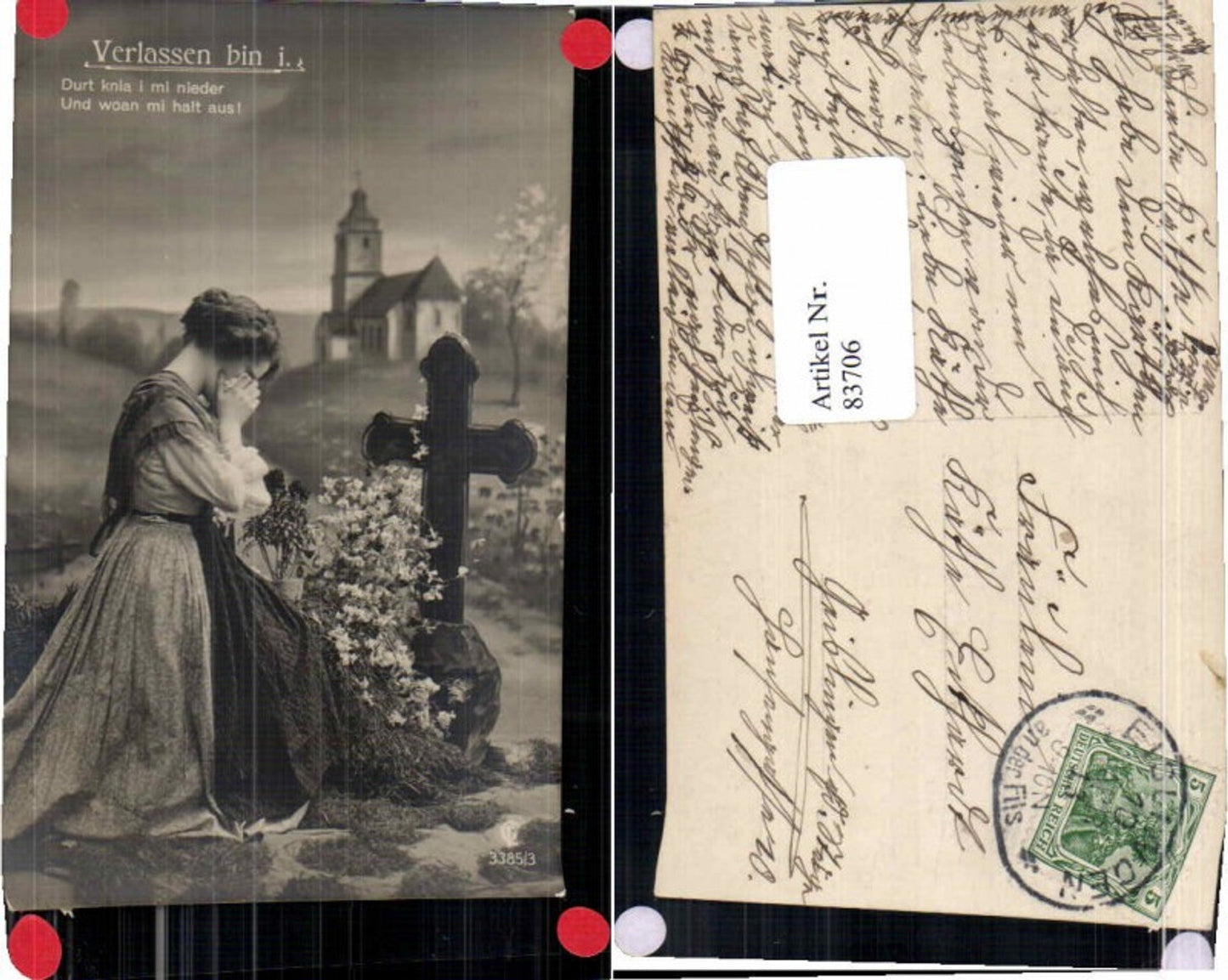 83706,GL Co Frau an einem Grab Friedhof Tod