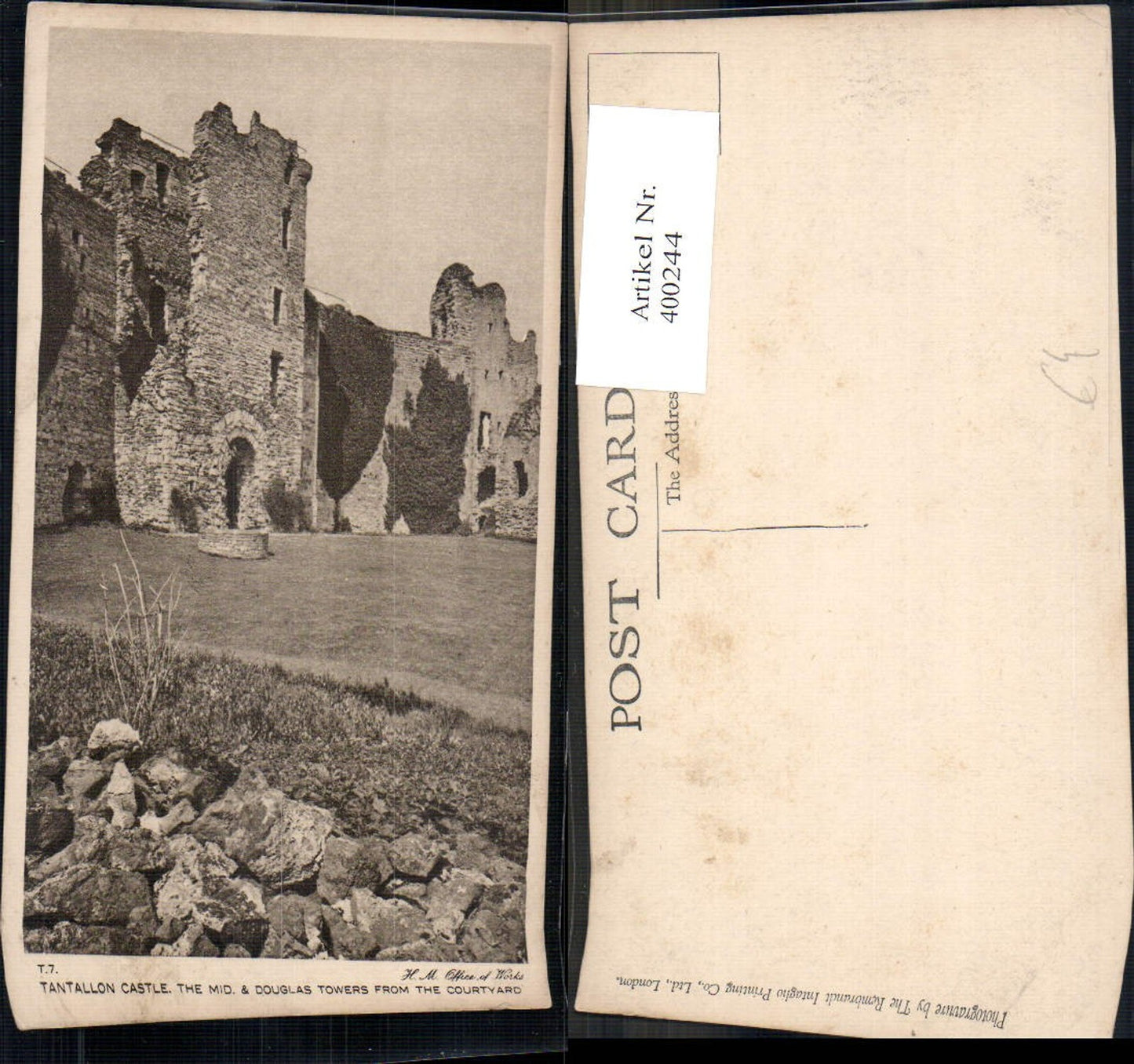 400244,Schloss Burg Tantallon Castle The Mid. & Douglas Tower from the Courtyard