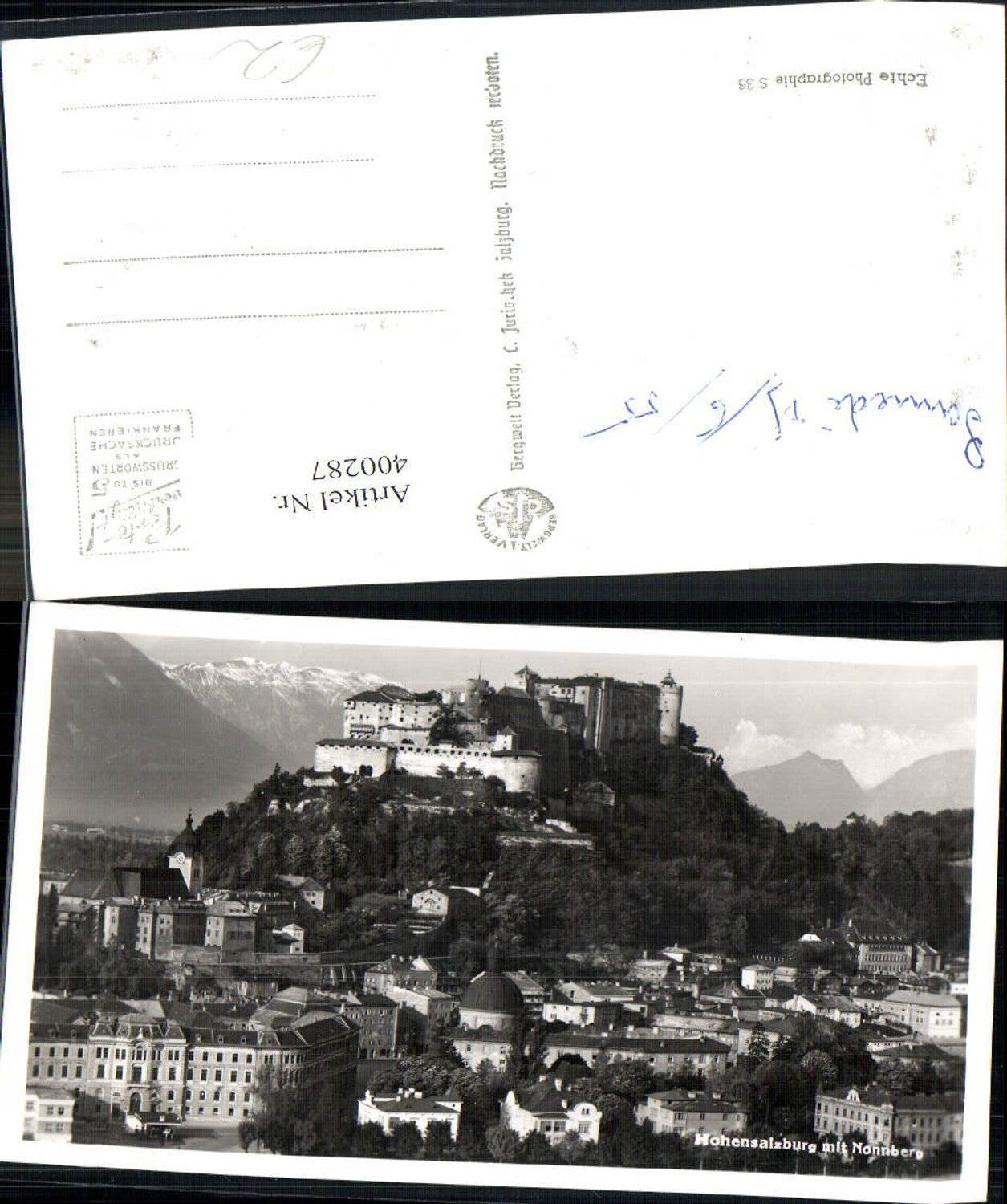 400287,Foto Ak Burg Festung Hohensalzburg m. Nonnberg