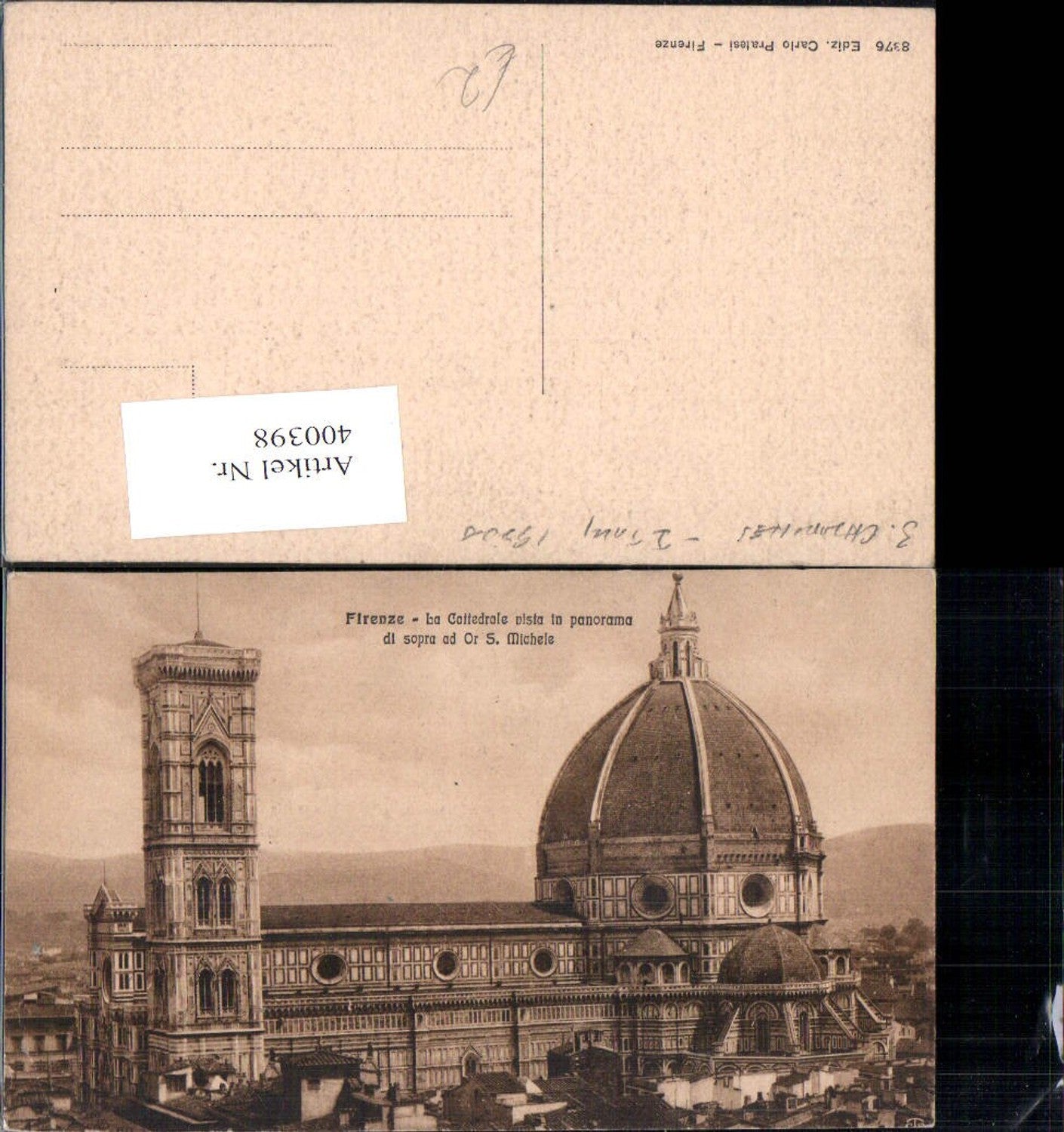 400398,Firenze Florenz La Cattedrale vista in panorama di sopra ad Or S. Michele Kirche Dom