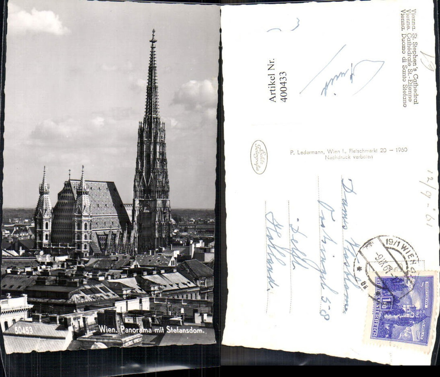 400433,Foto Ak Wien Panorama m. Stefansdom Stephansdom Kirche