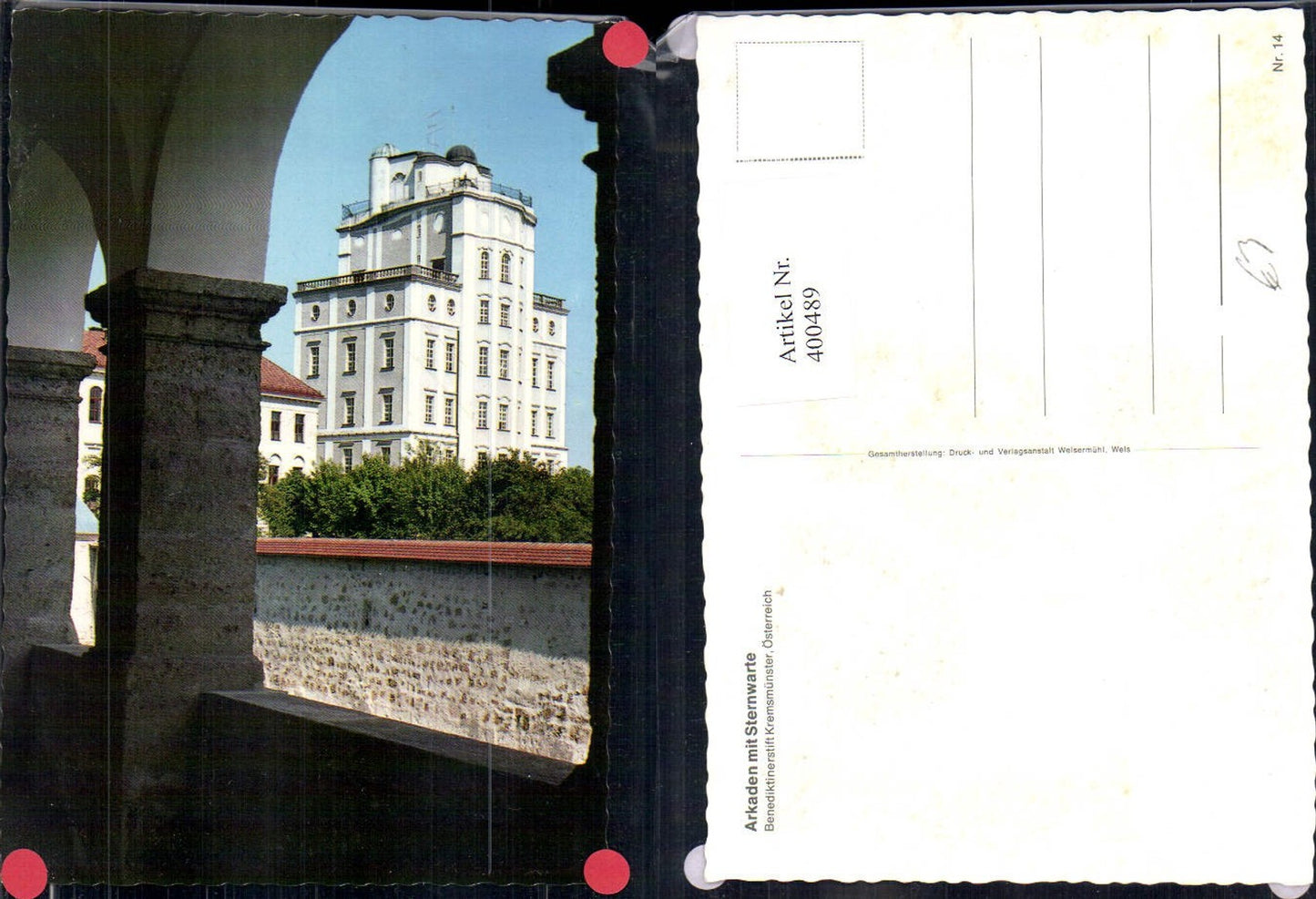 400489,Kirche Arkaden m. Sternwarte Benediktinerstift Kremsmünster