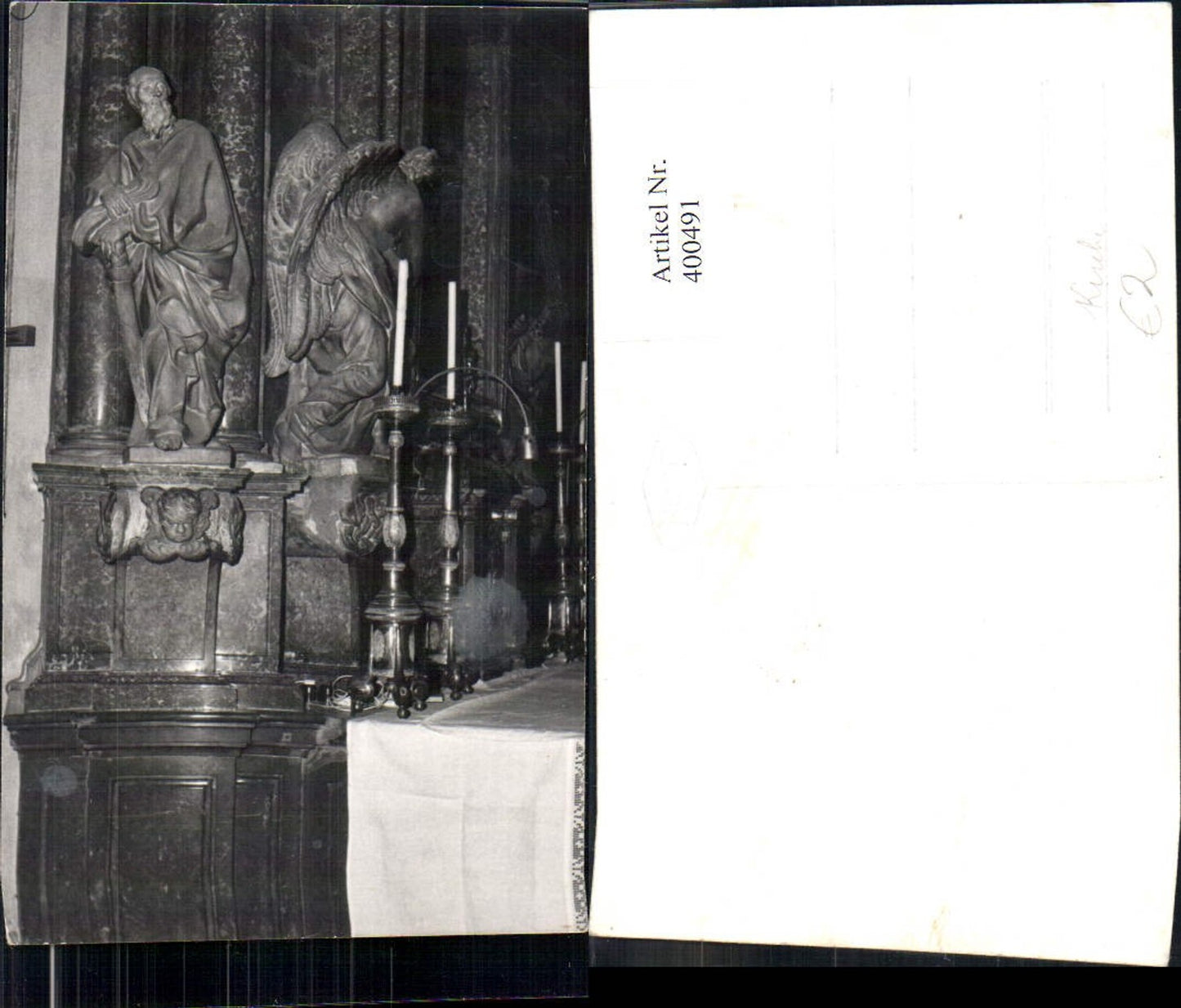400491,Foto Ak Kirche Innenansicht m. Statuen