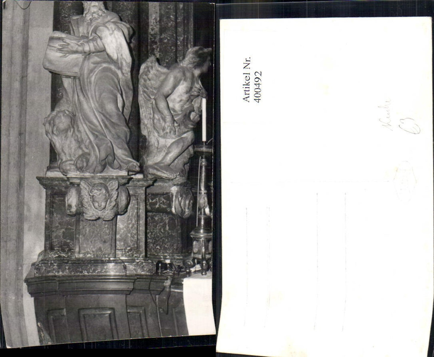 400492,Foto Ak Kirche Innenansicht m. Statuen