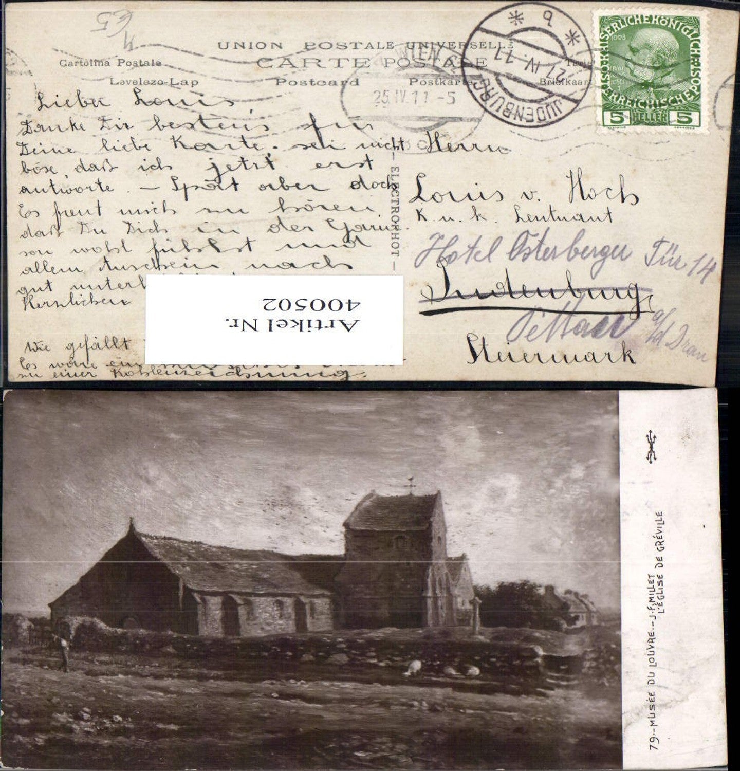 400502,Künstler Ak J. F. Millet L Eglise de Greville Kirche