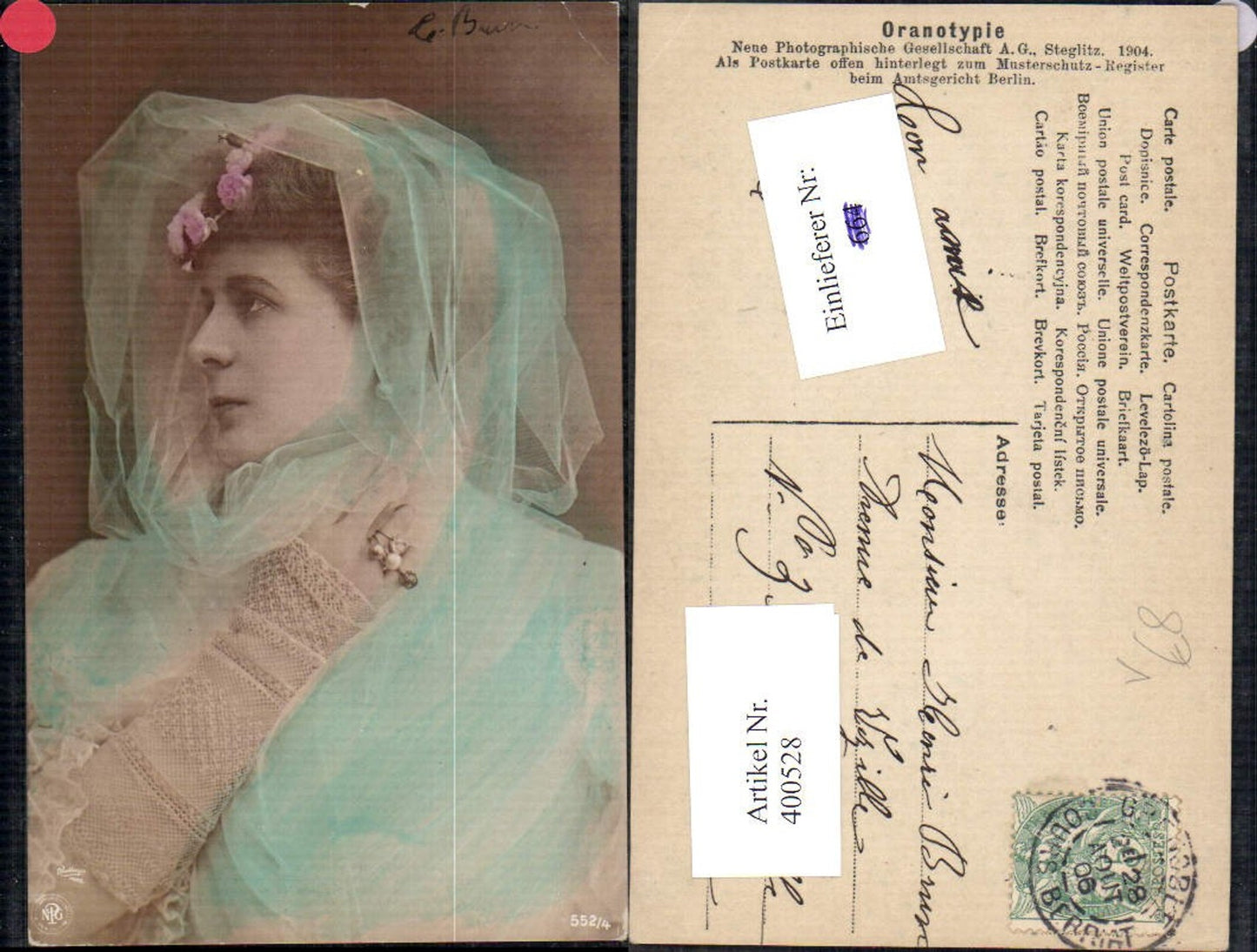 400528,Fotokunst Frau Schleier Schmuck pub Reutlinger 552/4