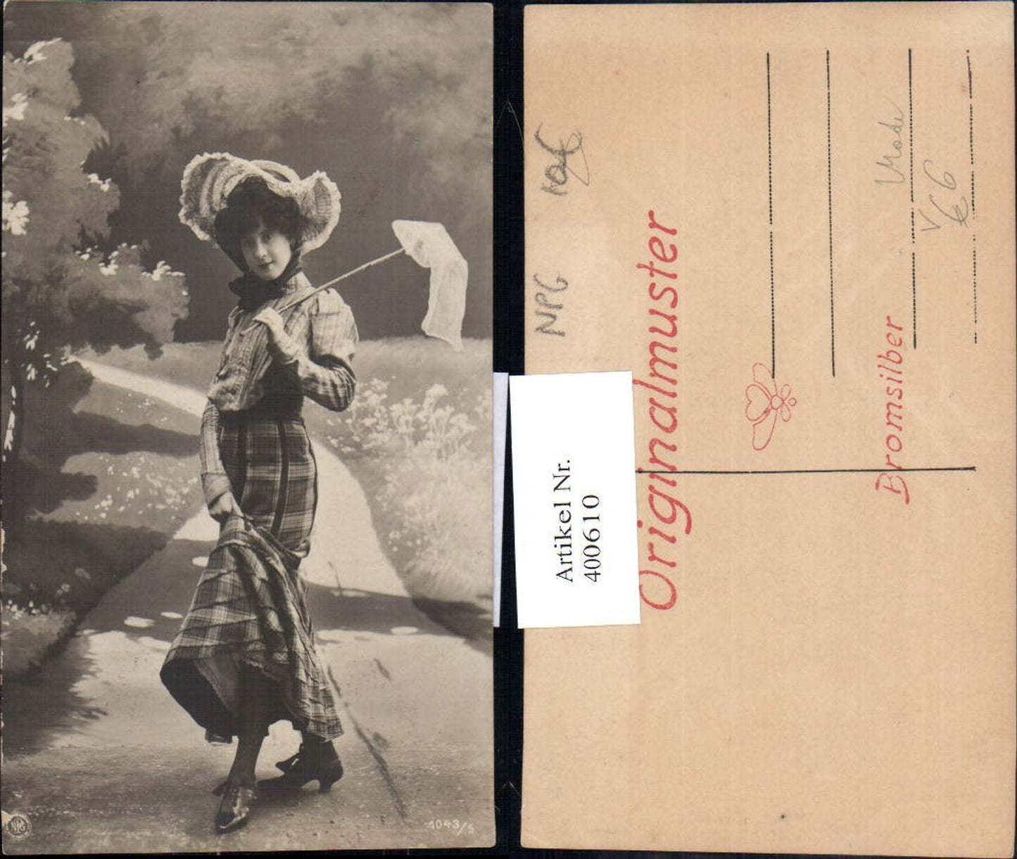 400610,Fotokunst Frau Kleid Mode Schmetterlingsnetz pub NPG 1043/5