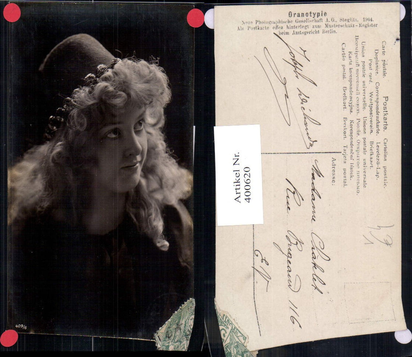 400620,Fotokunst Frau Hut Lockenkopf pub NPG 409/6