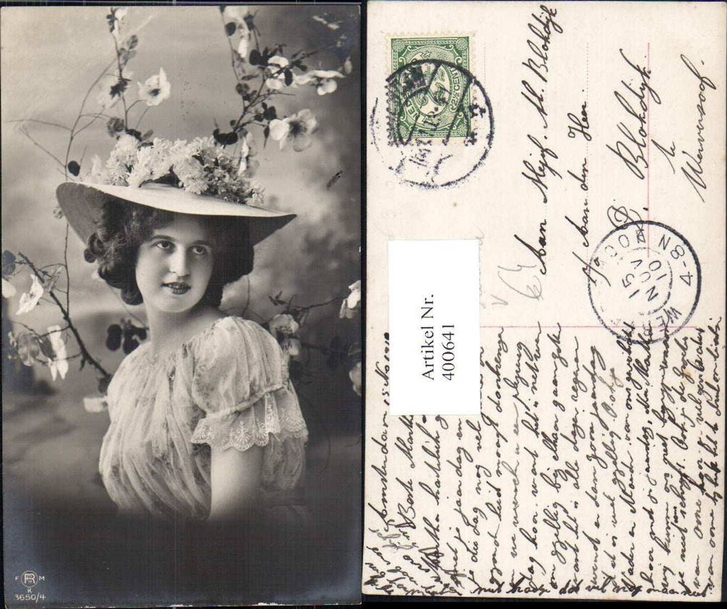 400641,Fotokunst Frau Mode Hut Blumen pub RPH FKM 3650/4