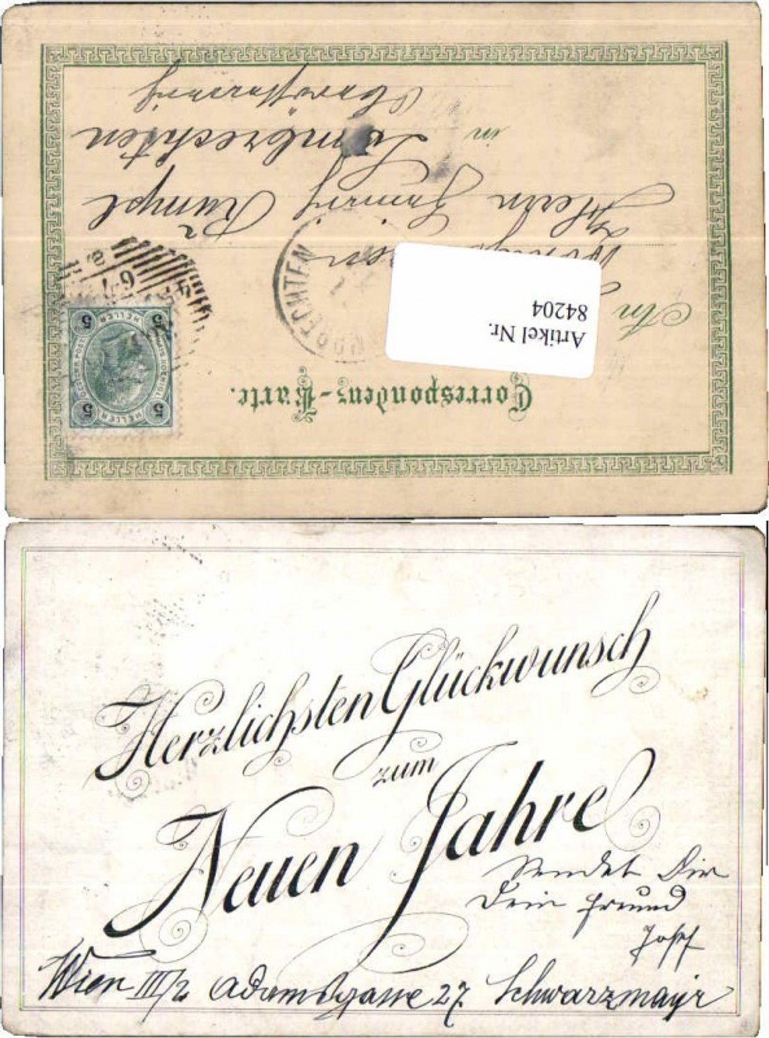 84204,Tolle Neujahr Schrift Glückwunsch Jugendstil