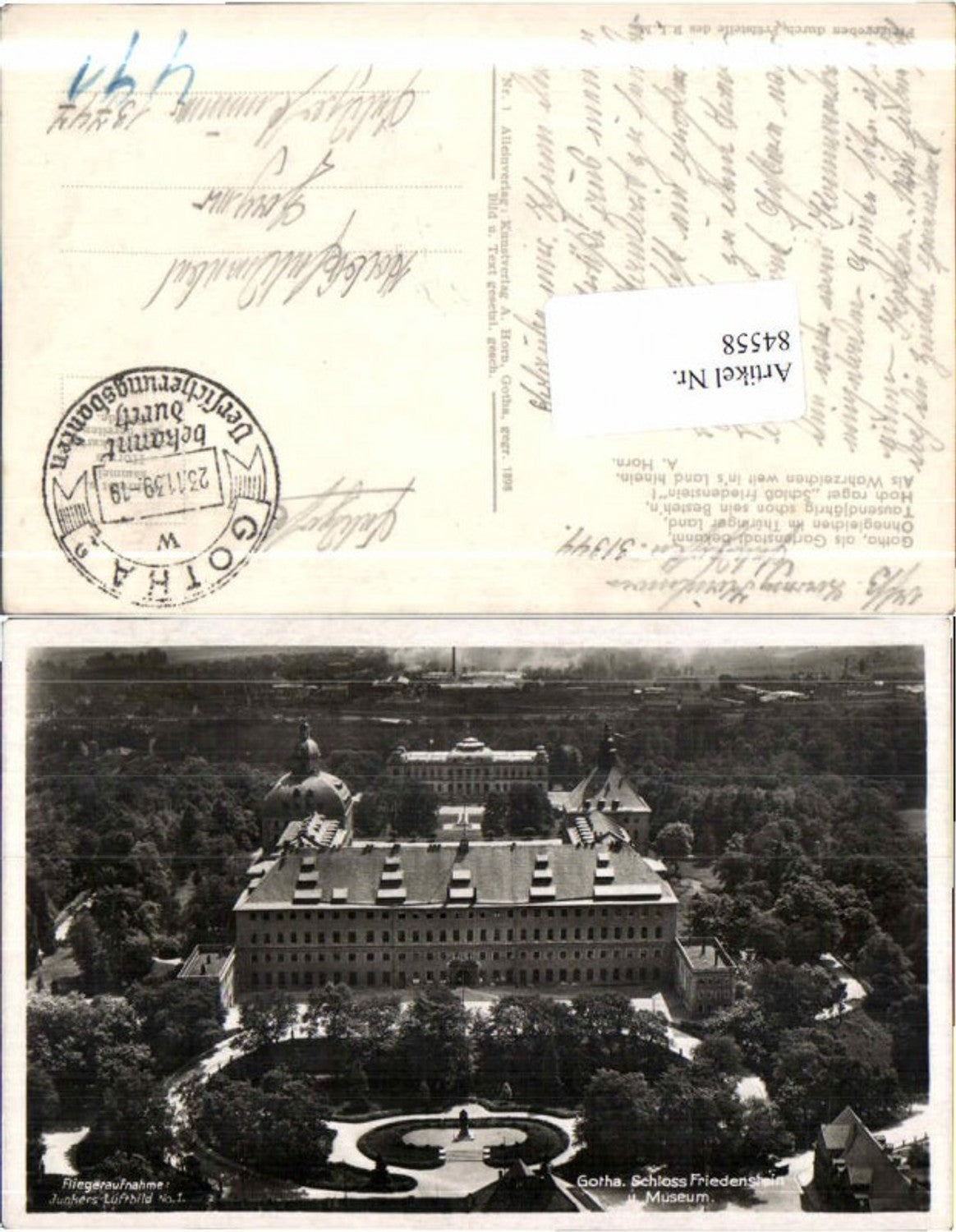 84558,Fliegeraufnahme Junkers Gotha Friedenstein