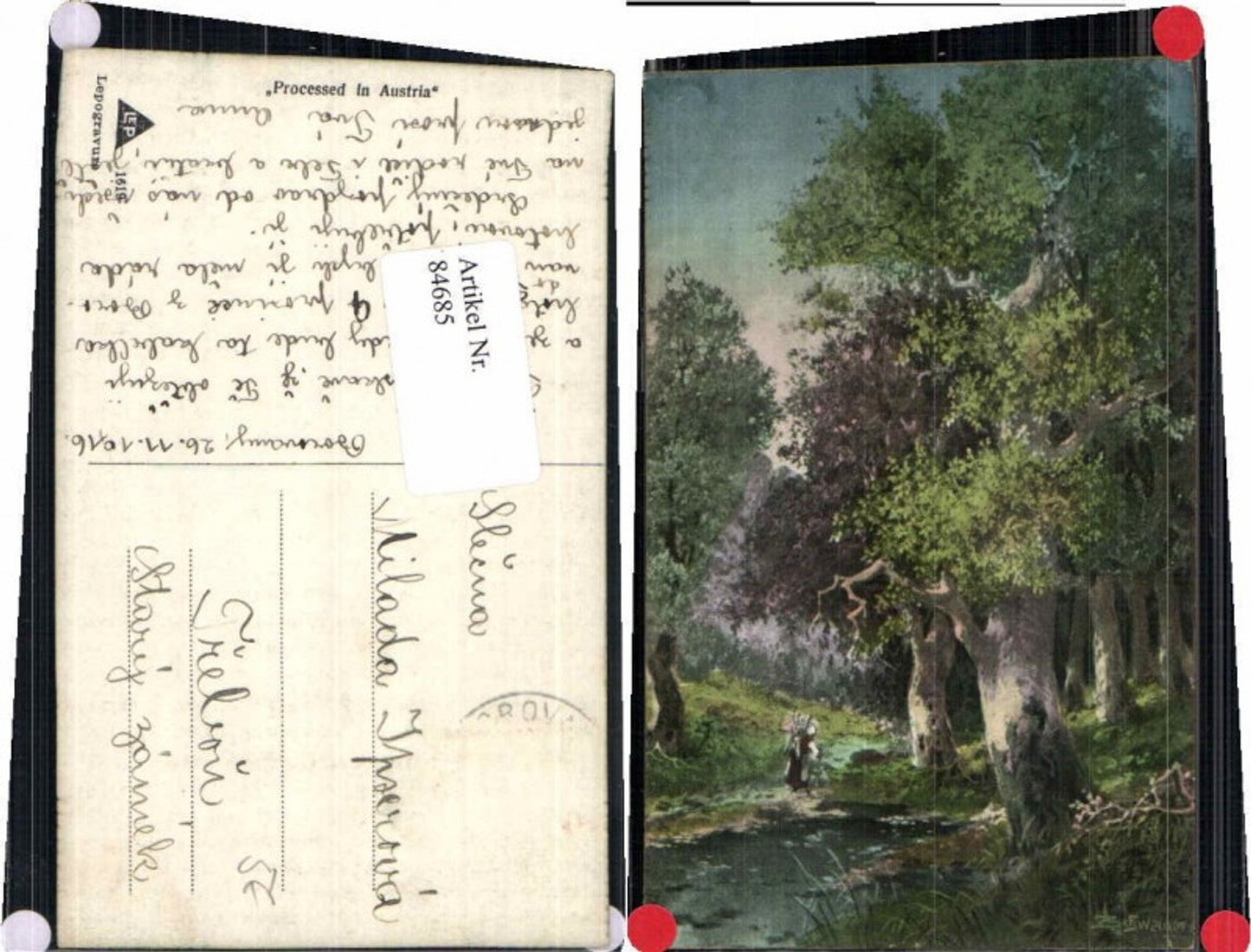 84685,L. Schweiger Bäume Wald Bäuerin 1915