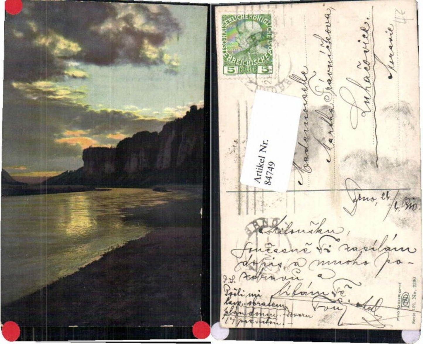 84749, Photochromie 102-2200 Sunset Elbe Valley near Rathen