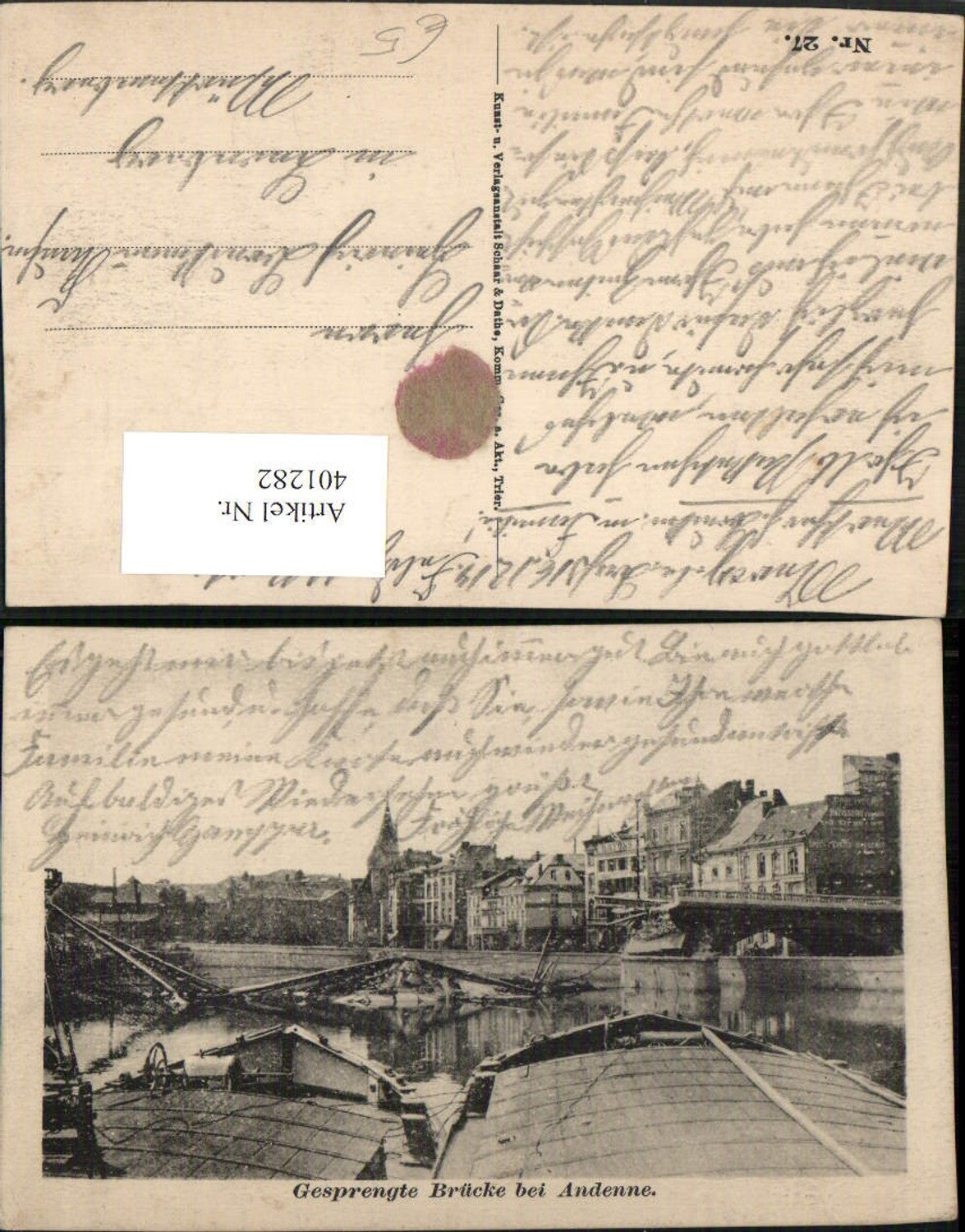 401282,Belgium Andenne Teilansicht Gesprengte Brücke