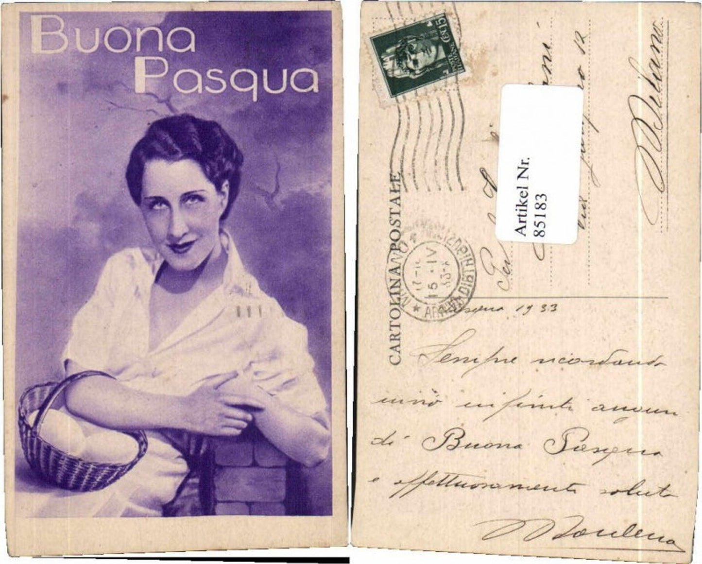 85183,Ostern Frau m. Ostereier Korb