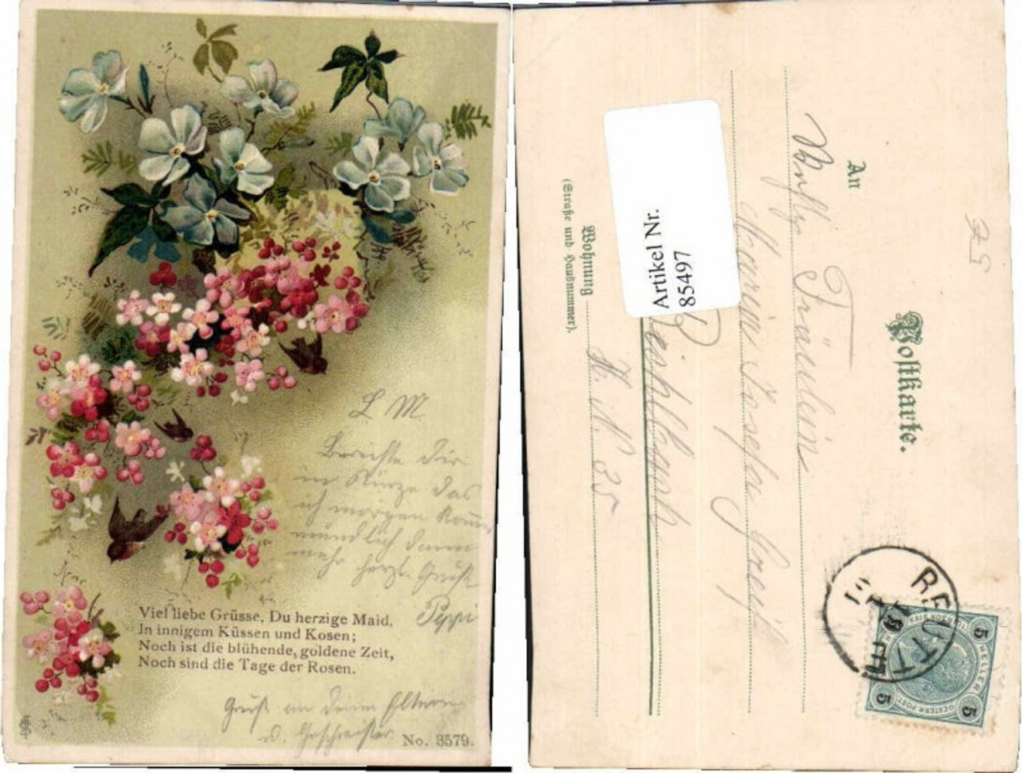 85497,Tolle Litho Blumen Spruch