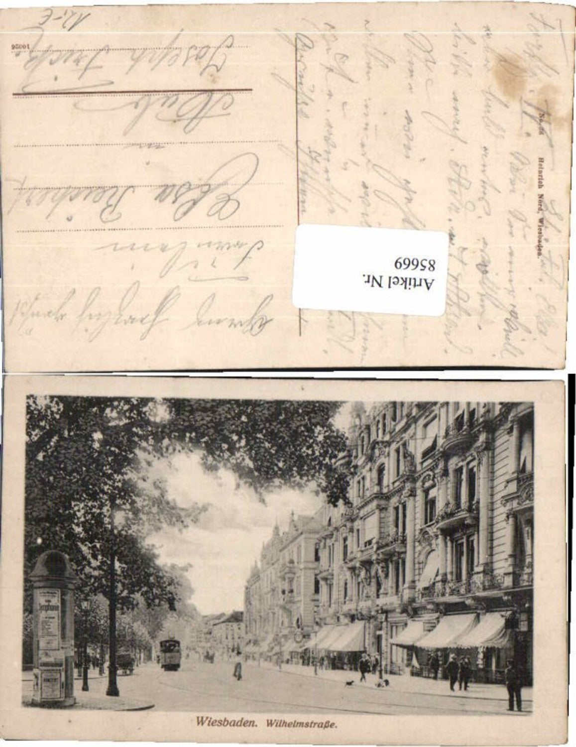 85669,Wiesbaden Wilhelmstrasse Strassenbahn Litfaßsäule