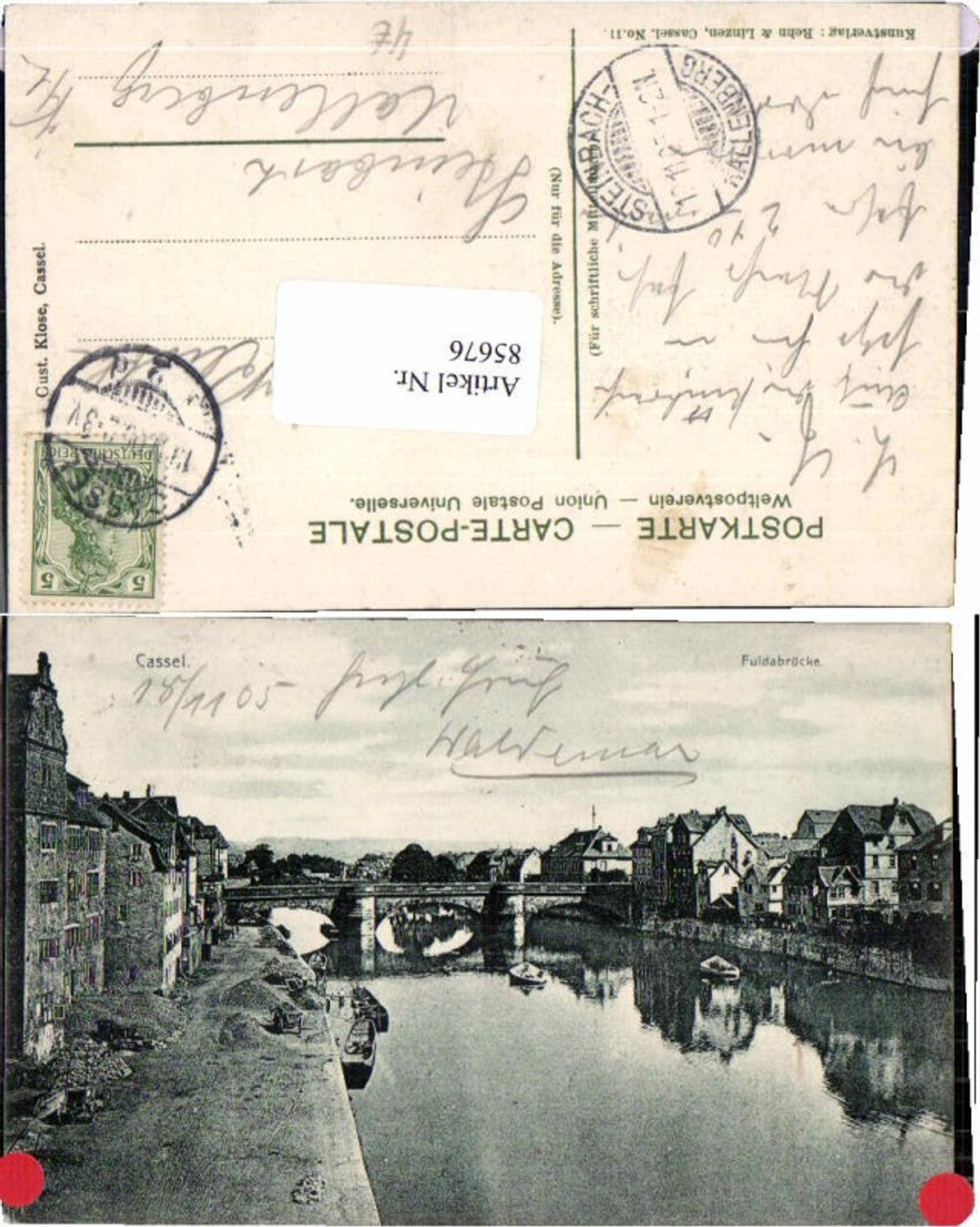 85676,Cassel Kassel Fuldabrücke 1905