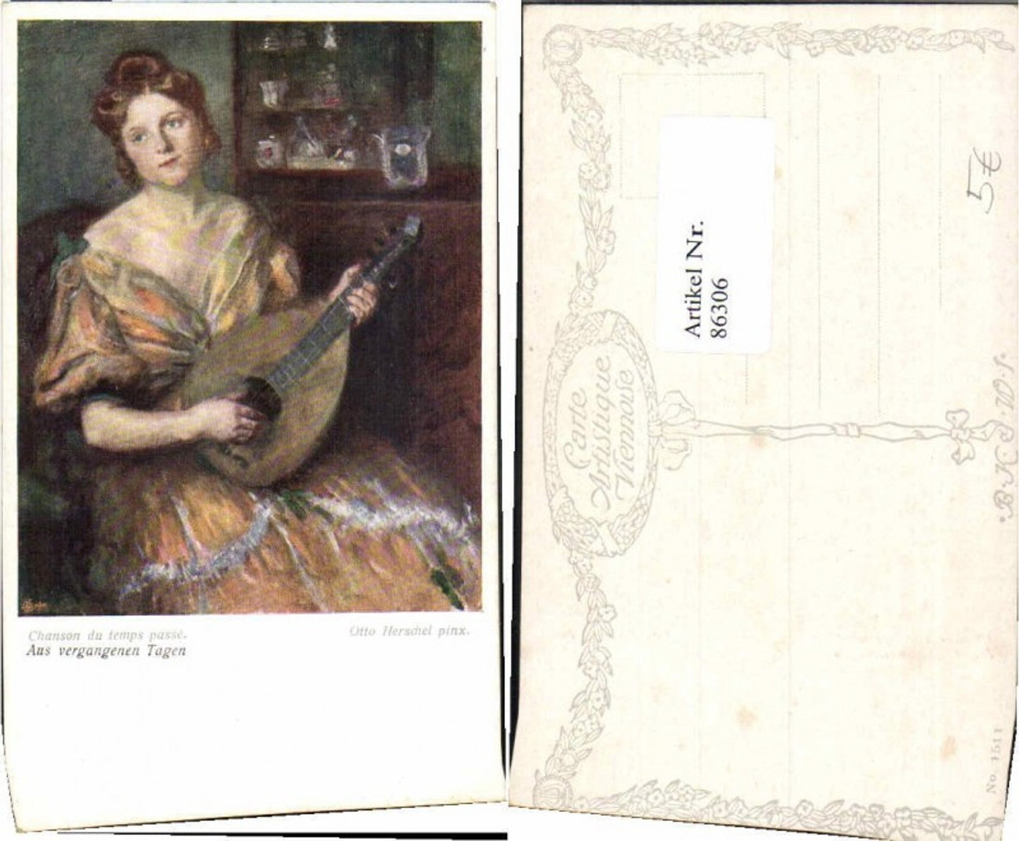 86306,Otto Herschel Frau Mandoline Musik B.K.W.I 1511