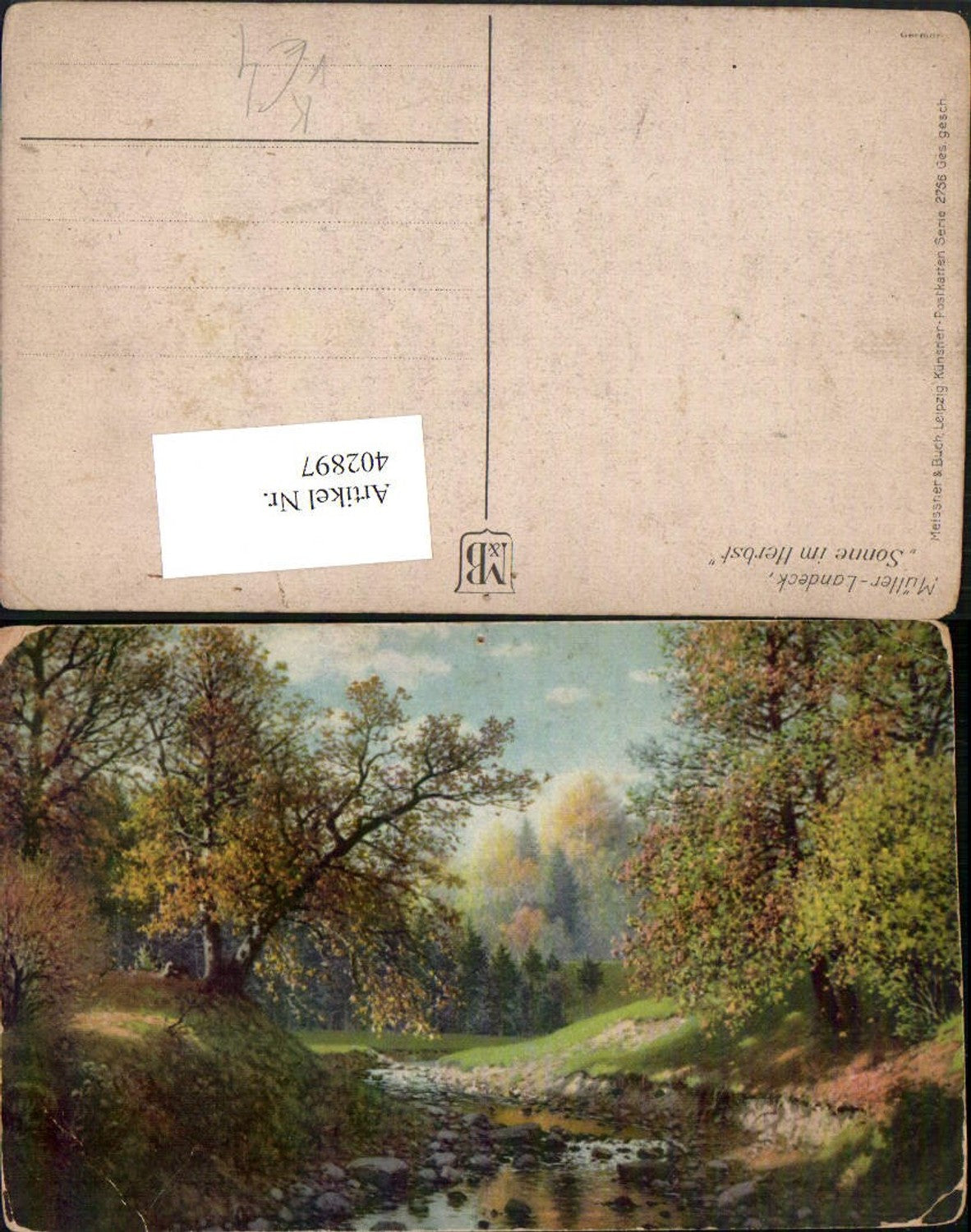 402897,Meissner & Buch 2756 Künstler Müller-Landeck Sonne im Herbst Landschaft Wald