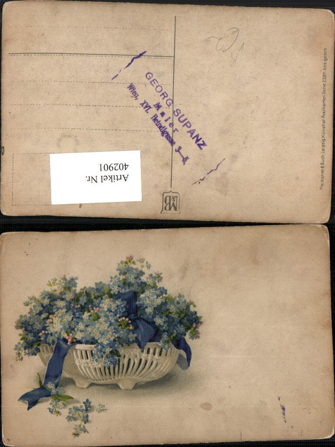 402901,Meissner & Buch 2285 Künstlerkarte Blumen Vergissmeinnicht