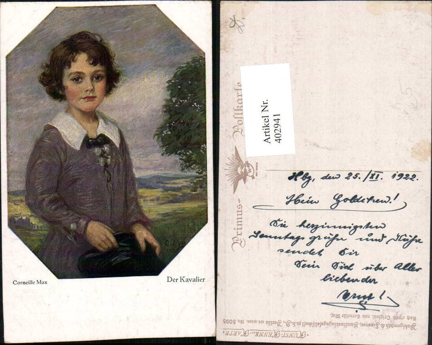 402941,Primus AK 5095 Künstler Corneille Max Der Kavalier Junge Bub Portrait