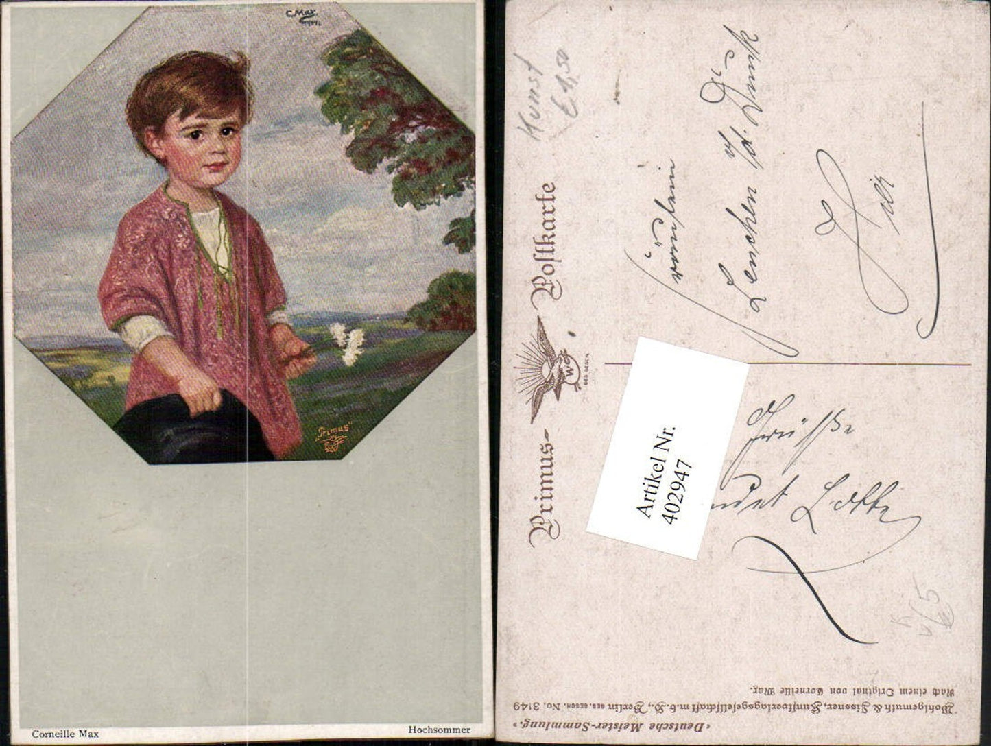 402947,Primus AK 3149 Künstler Corneille Max Hochsommer Junge Bub Portrait