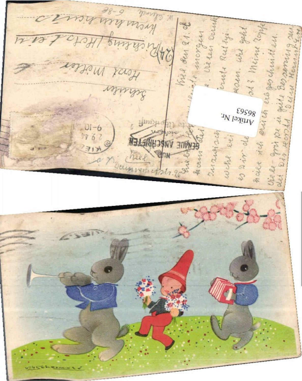 86563,Willy Schermele Ostern Zwerg Osterhase vermenschlicht