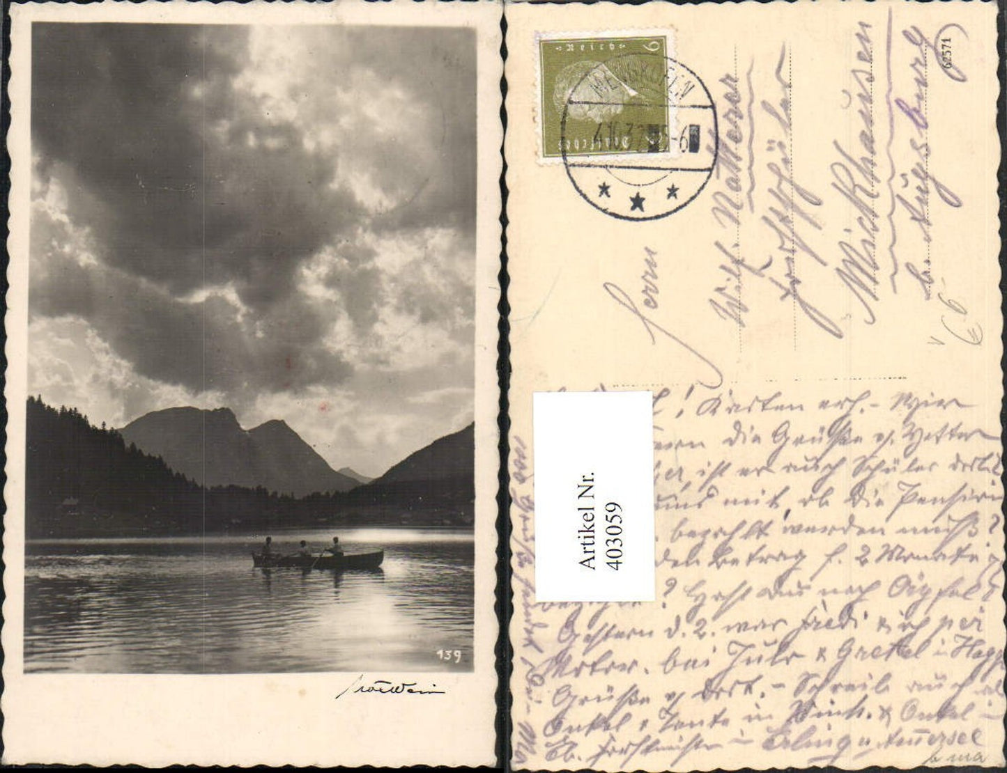 403059,Fotokunst Max Wein Maxwein 139 See Ruderboot Boot Bergkulisse