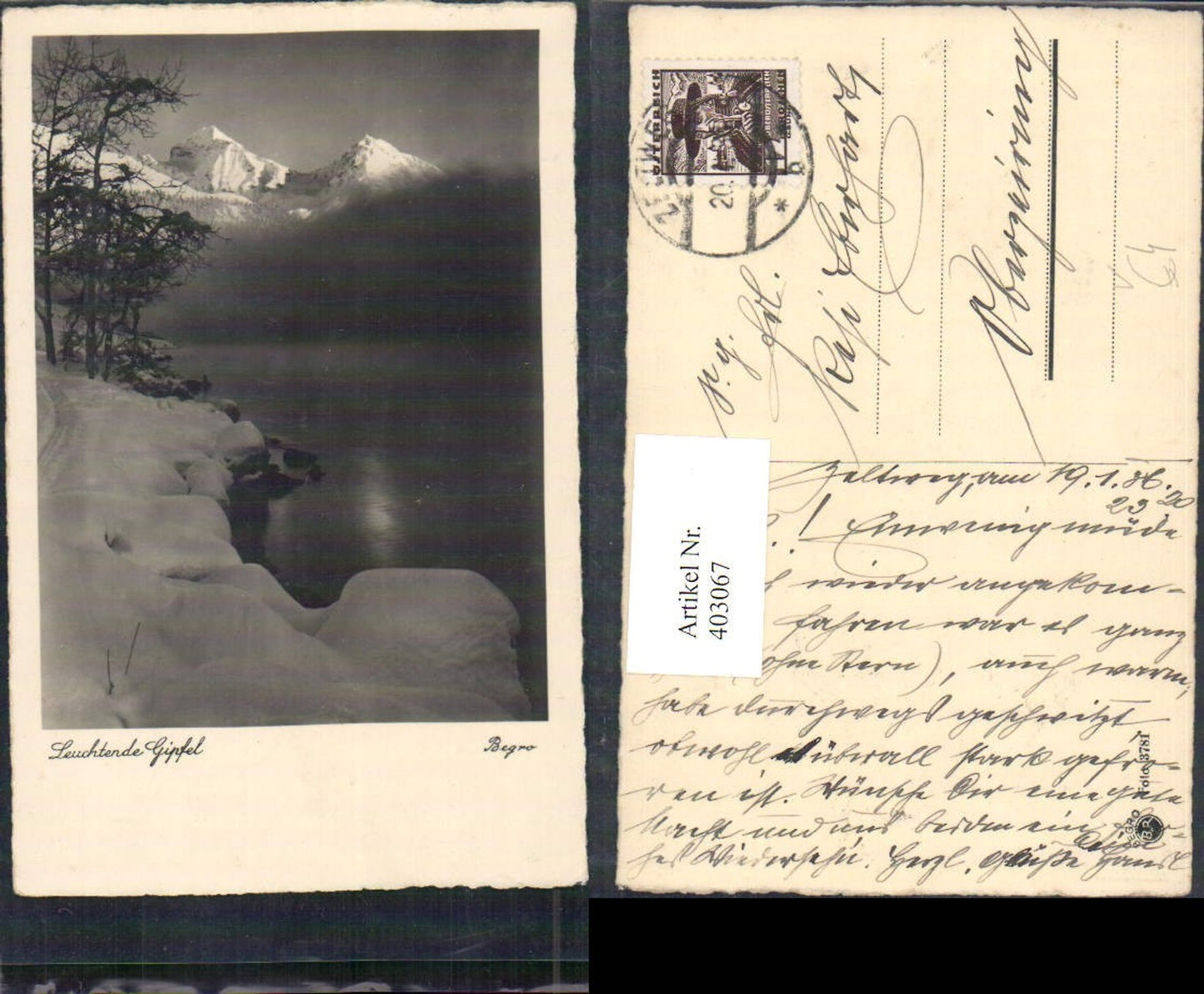 403067,Fotokunst Begro 3781 Leuchtende Gipfel See Bergkulisse Winterbild