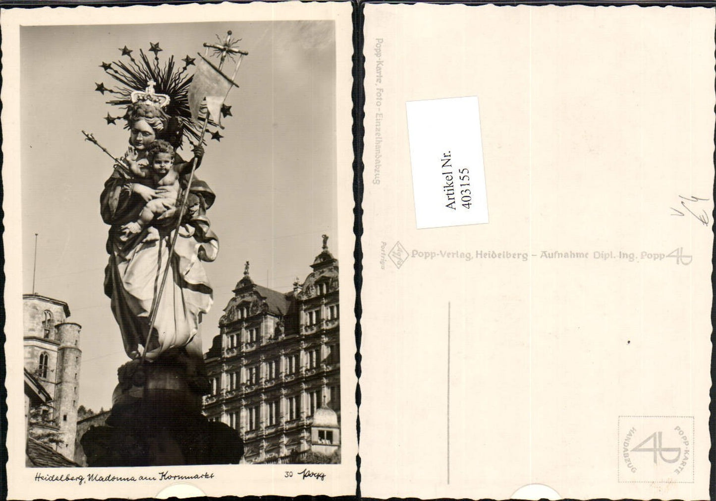 403155,Popp Verlag 30 Heidelberg Madonna am Kornmarkt Statue