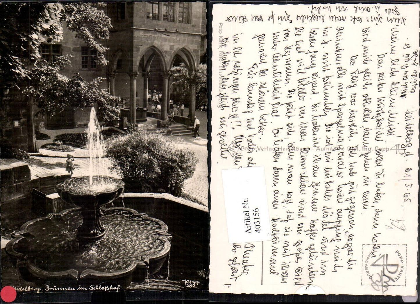 403156,Popp Verlag 382 Heidelberg Schloss Schlosshof Brunnen