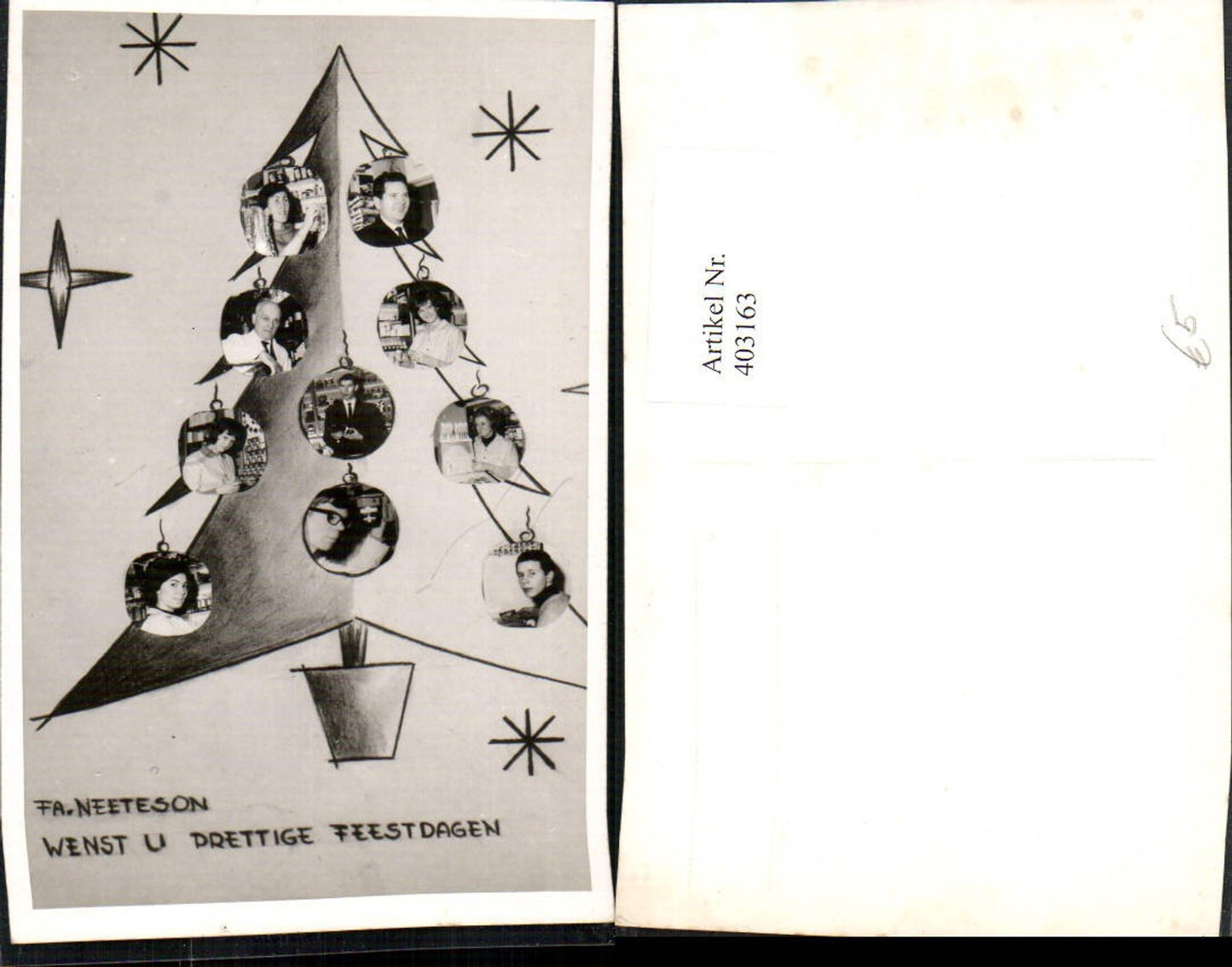 403163,Fotomontage Christbaum Portraits Christbaumkugeln