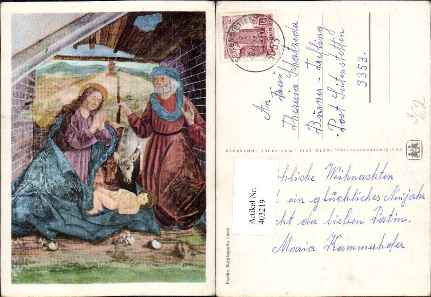 403219, SOS Children's Village Fresco Lienz Castle Chapel Mary with Child Jesus